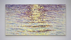 Scintille dorate dell'oceano, Pittura, Acrilico su tela