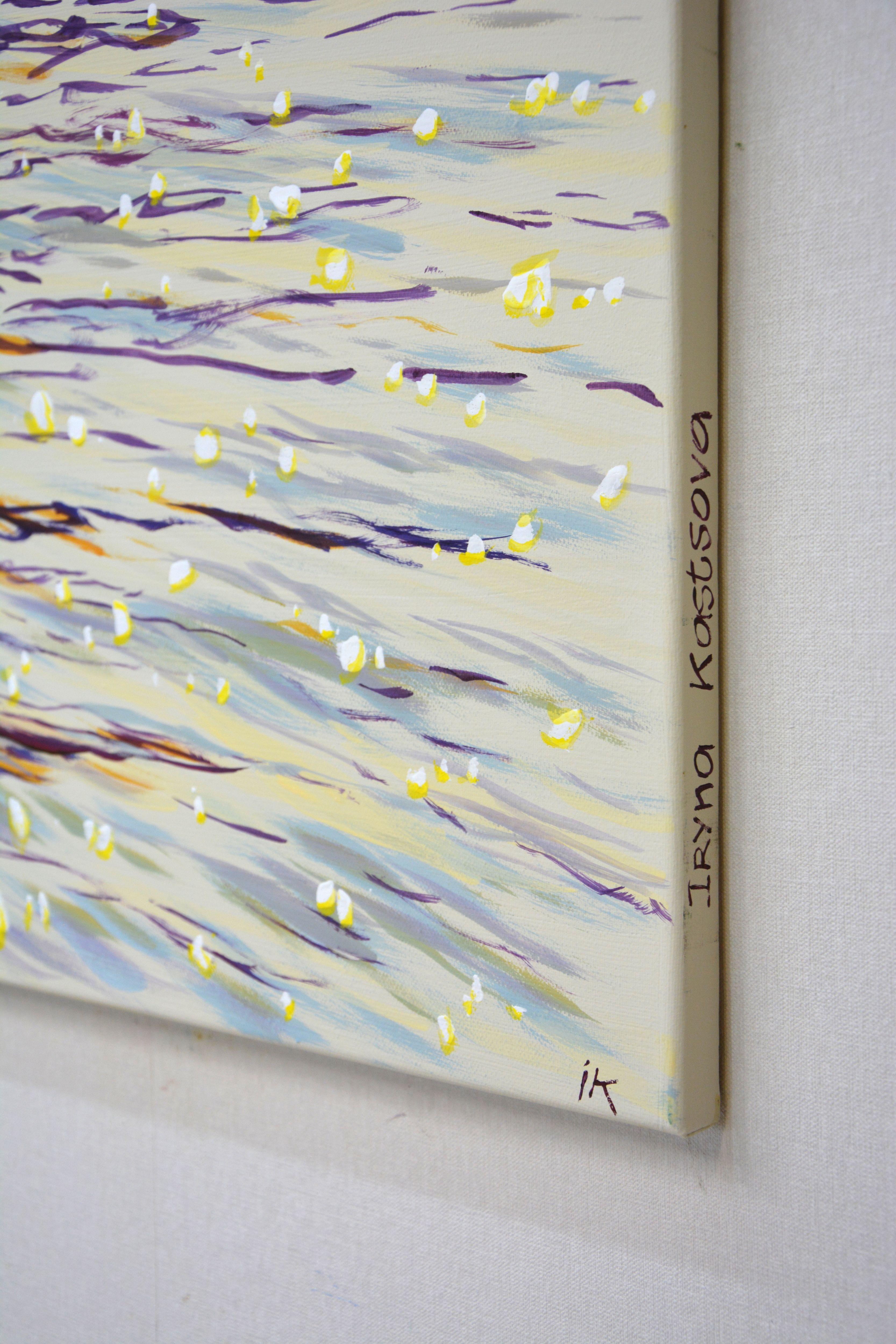 Golden sparks of the ocean., Painting, Acrylic on Canvas For Sale 4