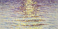 Étincelles dorées de l'océan, peinture, acrylique sur toile
