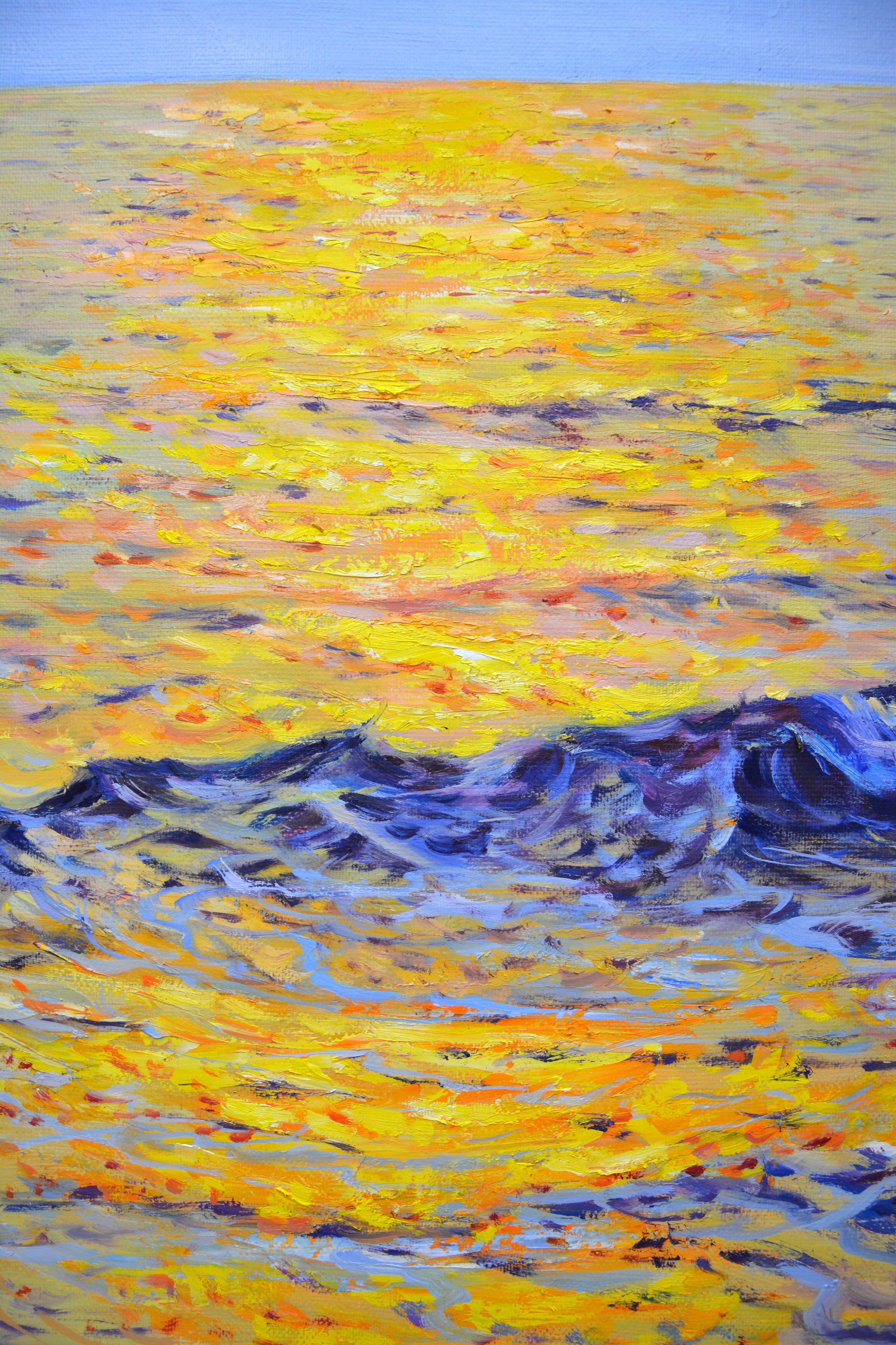 Golden sunset, Painting, Oil on Canvas For Sale 3