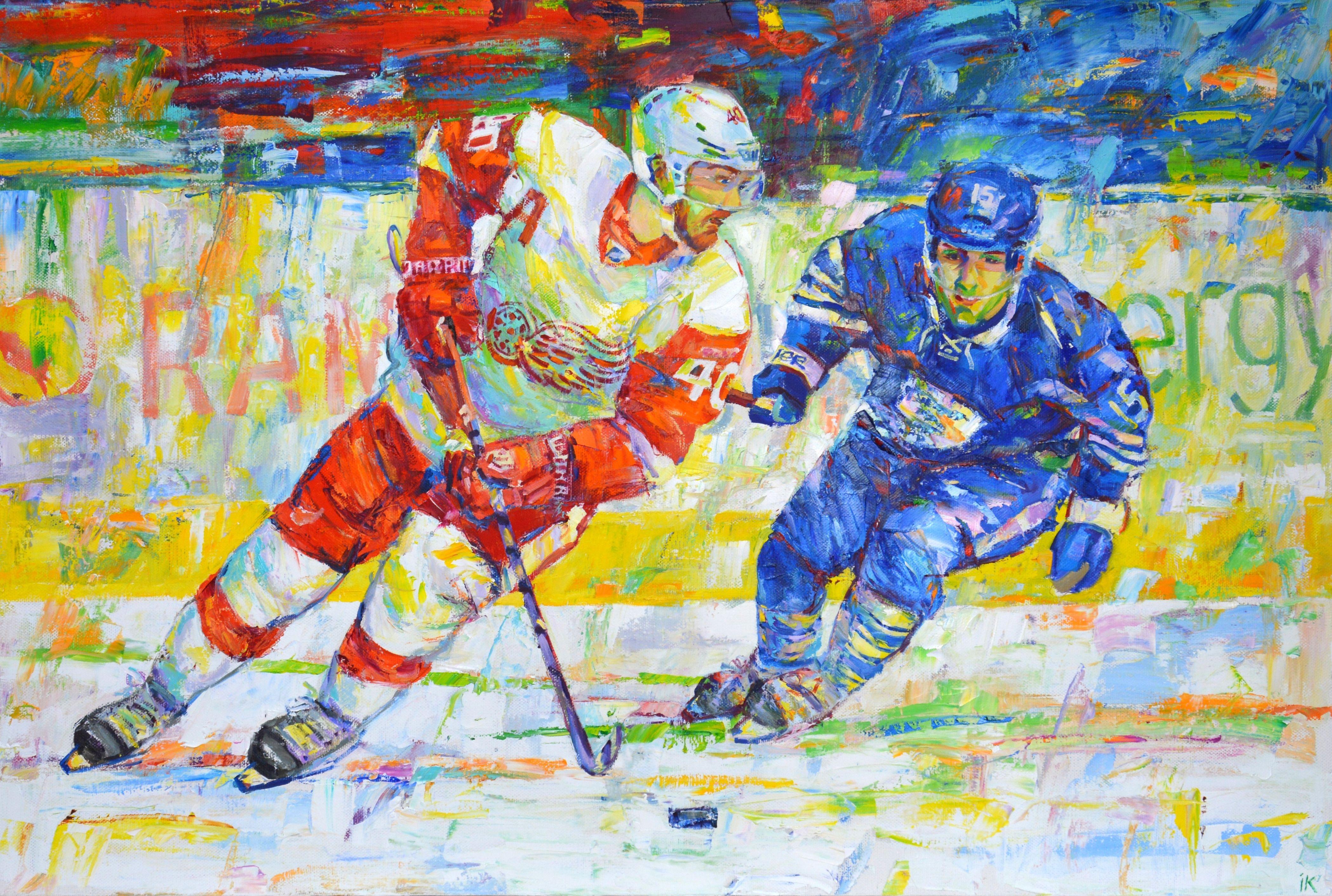 Hockey, Pintura, Óleo sobre lienzo - Painting de Iryna Kastsova