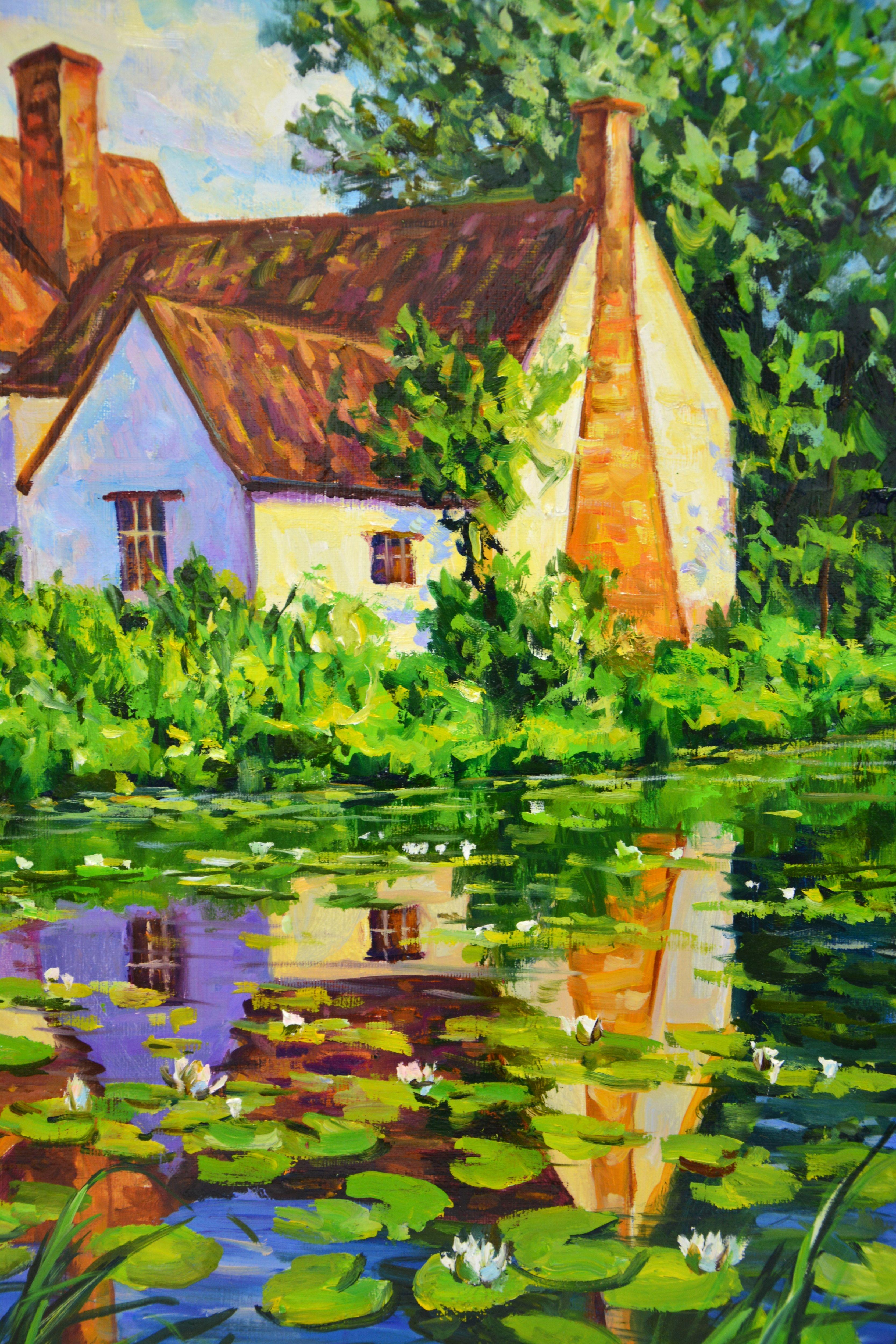 House by the water, Painting, Oil on Canvas For Sale 3