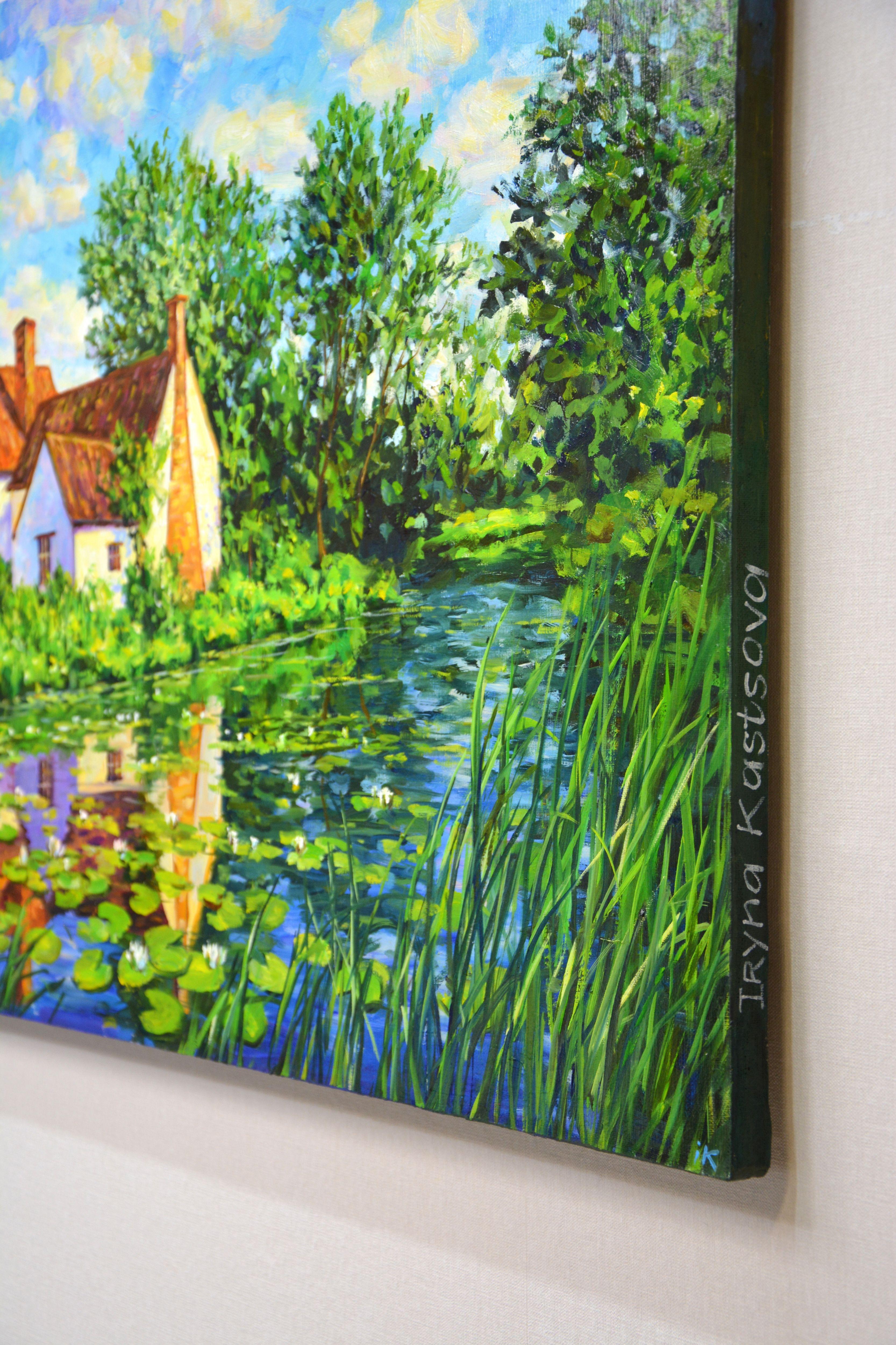 House by the water, Painting, Oil on Canvas For Sale 4
