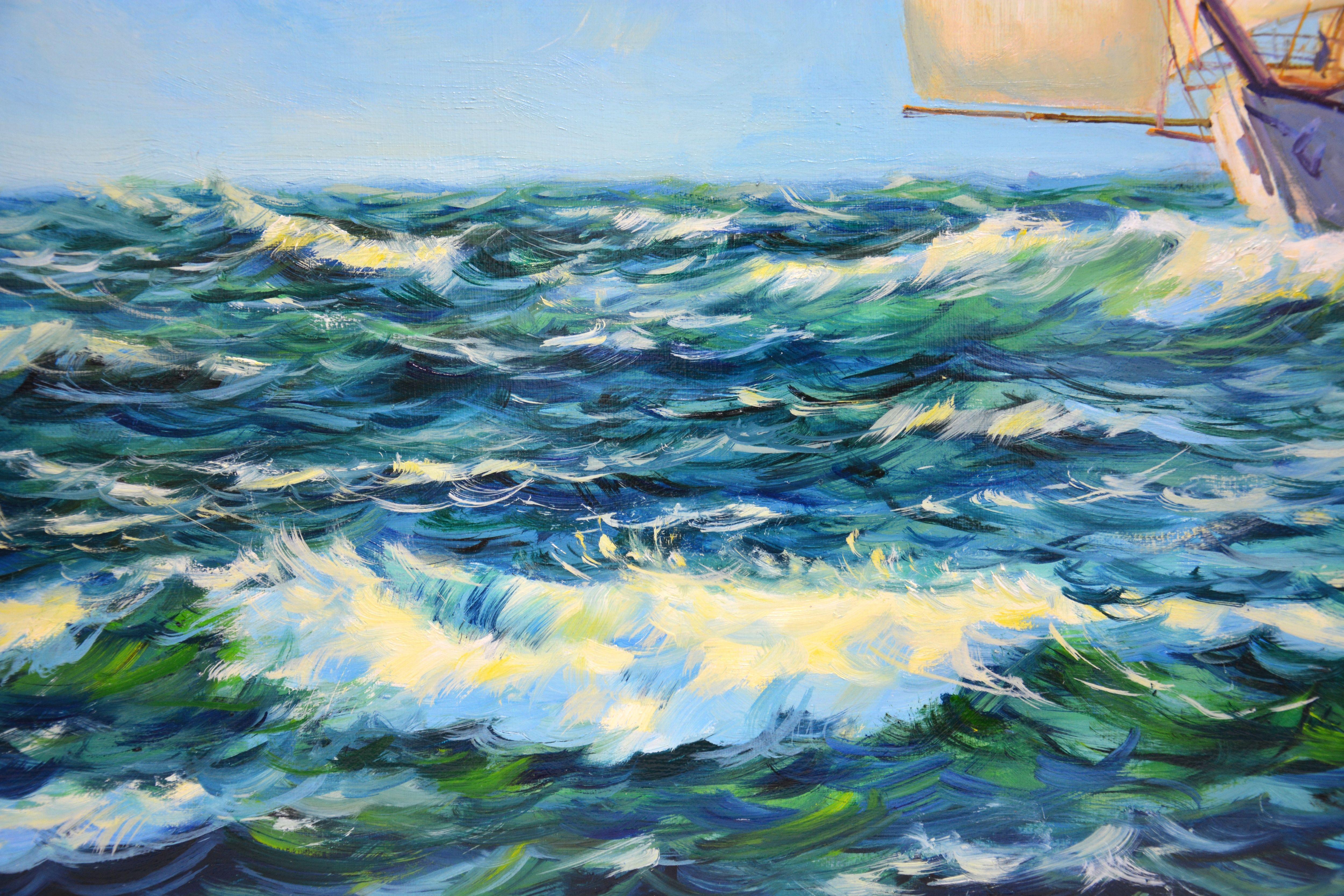 In full sail, Painting, Oil on Canvas For Sale 2