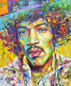 Peinture, huile sur toile, Jimi Hendrix