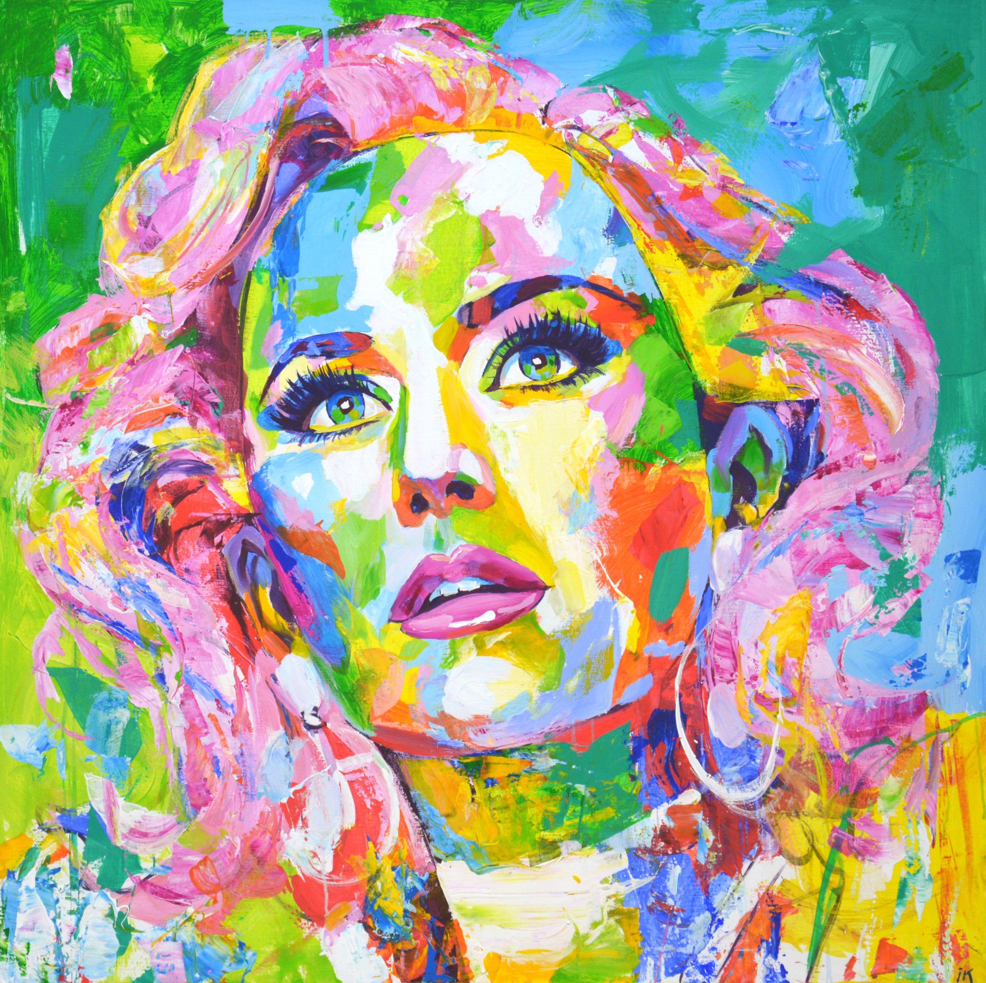 Katy Perry is an American singer, composer, songwriter, actress, and UN Goodwill Ambassador. Painted in a modern style with brushes and a palette knife. Pop Art. Expressionism. Realism. A bright palette of colors was used: pink, yellow, green,