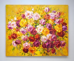 Large bouquet of roses 3., Painting, Oil on Canvas