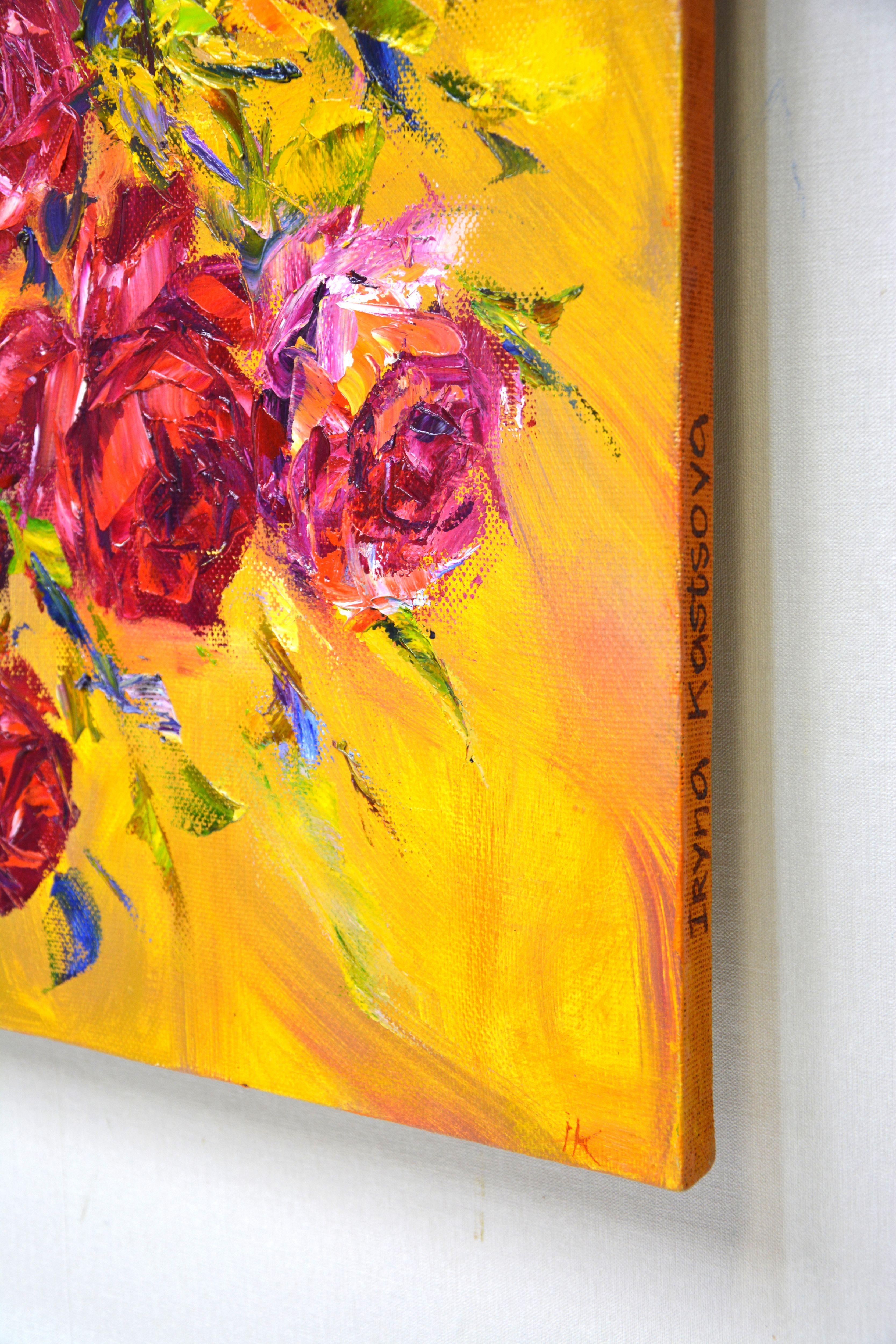 Grand bouquet de roses 3., Peinture, huile sur toile en vente 2