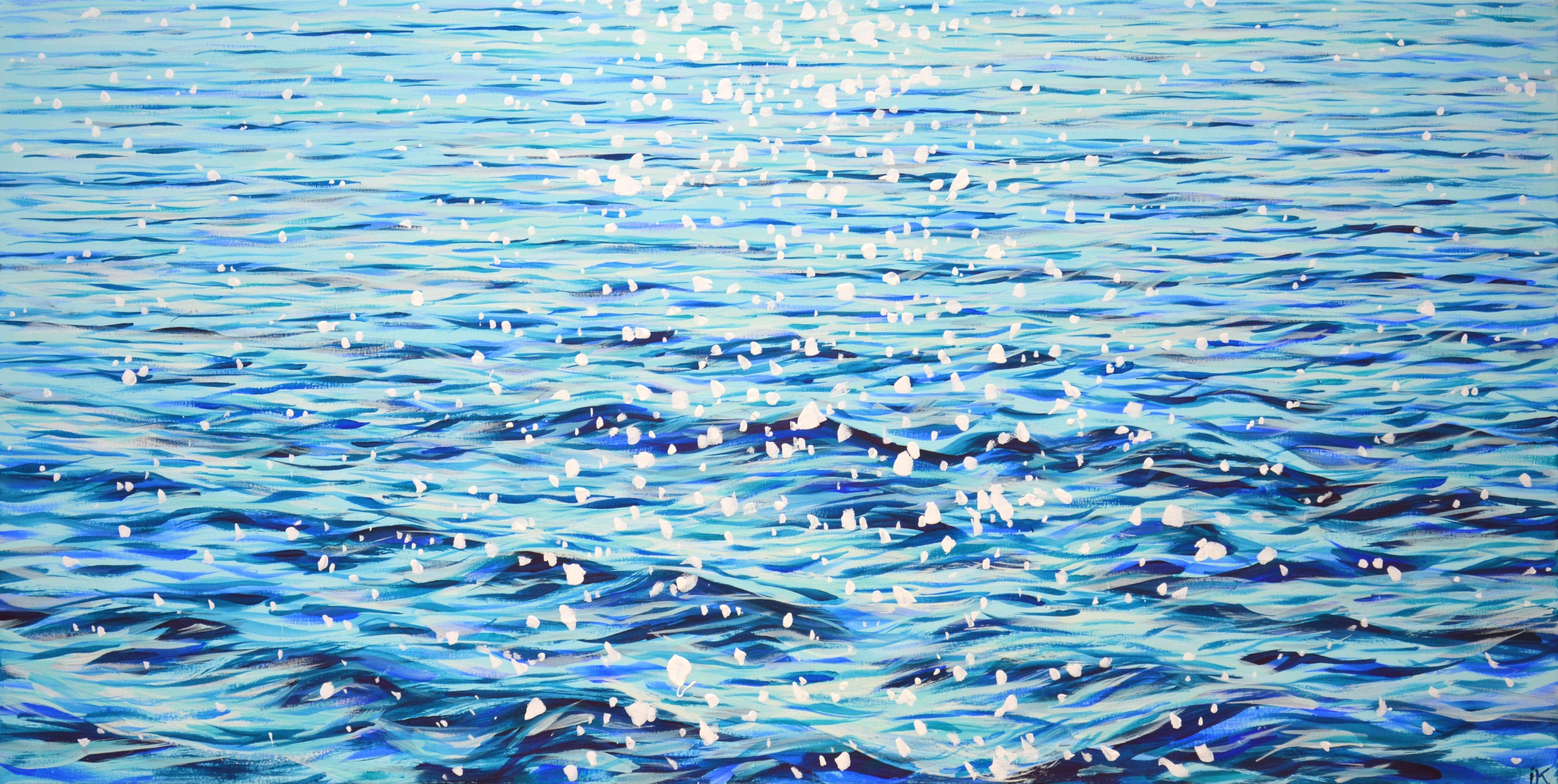 Light on the water 2. The shining of the ocean, small waves, the glare of the sun on the water create an atmosphere of relaxation, romance. Made in the style of realism. Part of a permanent series of seascapes. The picture is of high quality, the