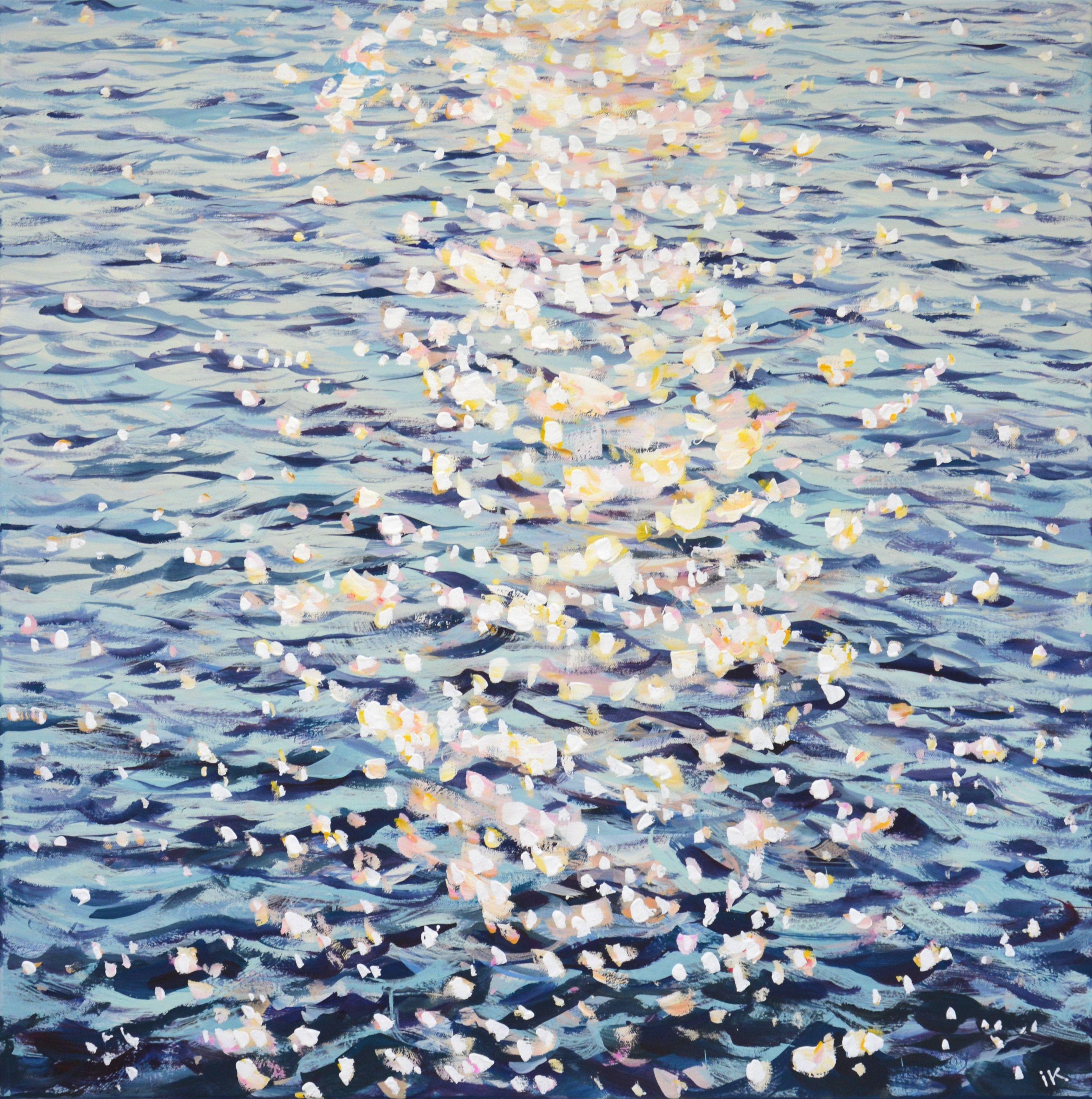 light. Water. The shine of the ocean, small waves, the glare of the sun on the water create an atmosphere of relaxation and romance. Made in the style of realism. Part of a permanent series of seascapes. The picture is of high quality, the colors