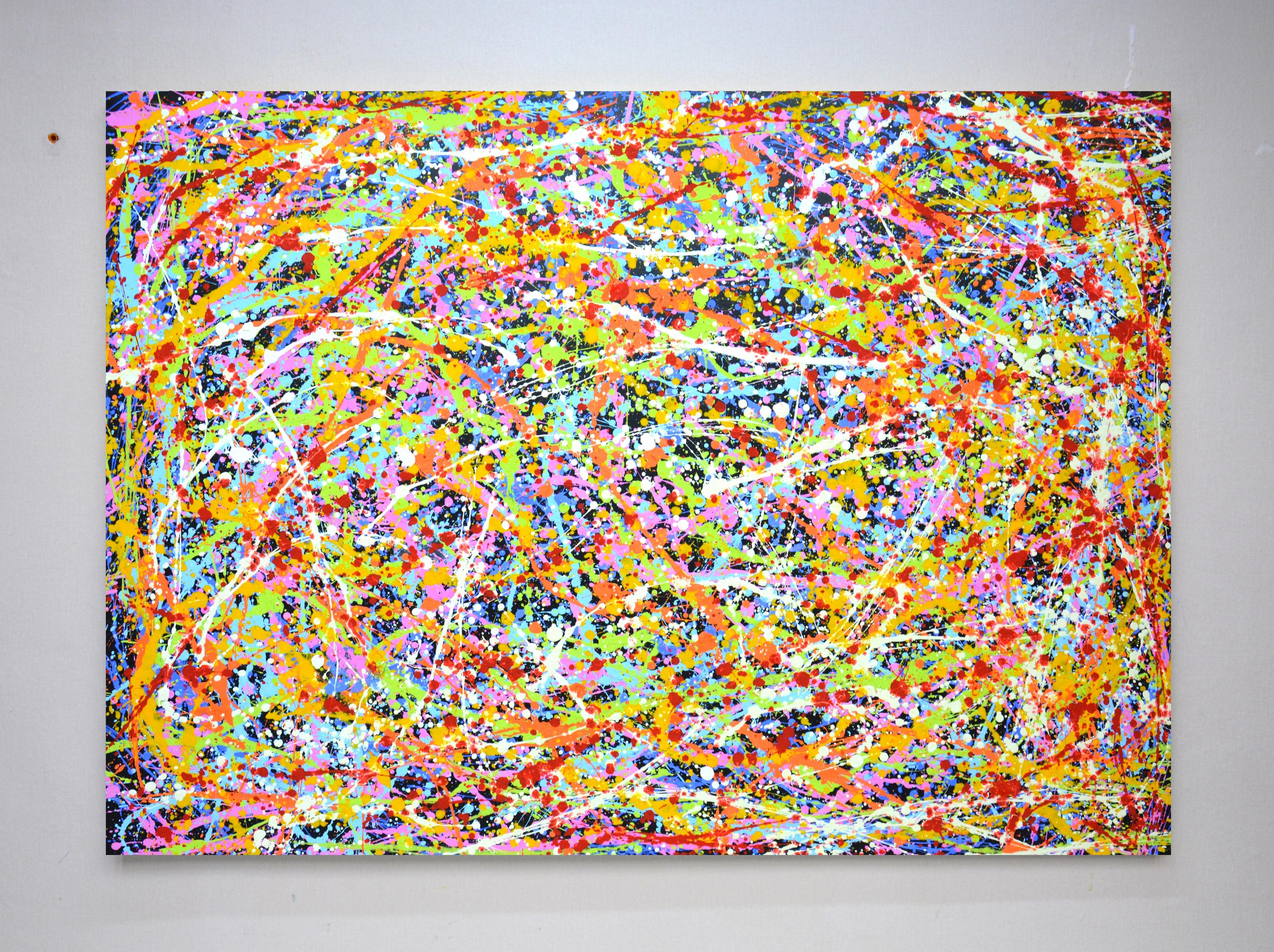 Magic 6 Contemporary Abstract Acrylic Painting - Beige Interior Painting by Iryna Kastsova