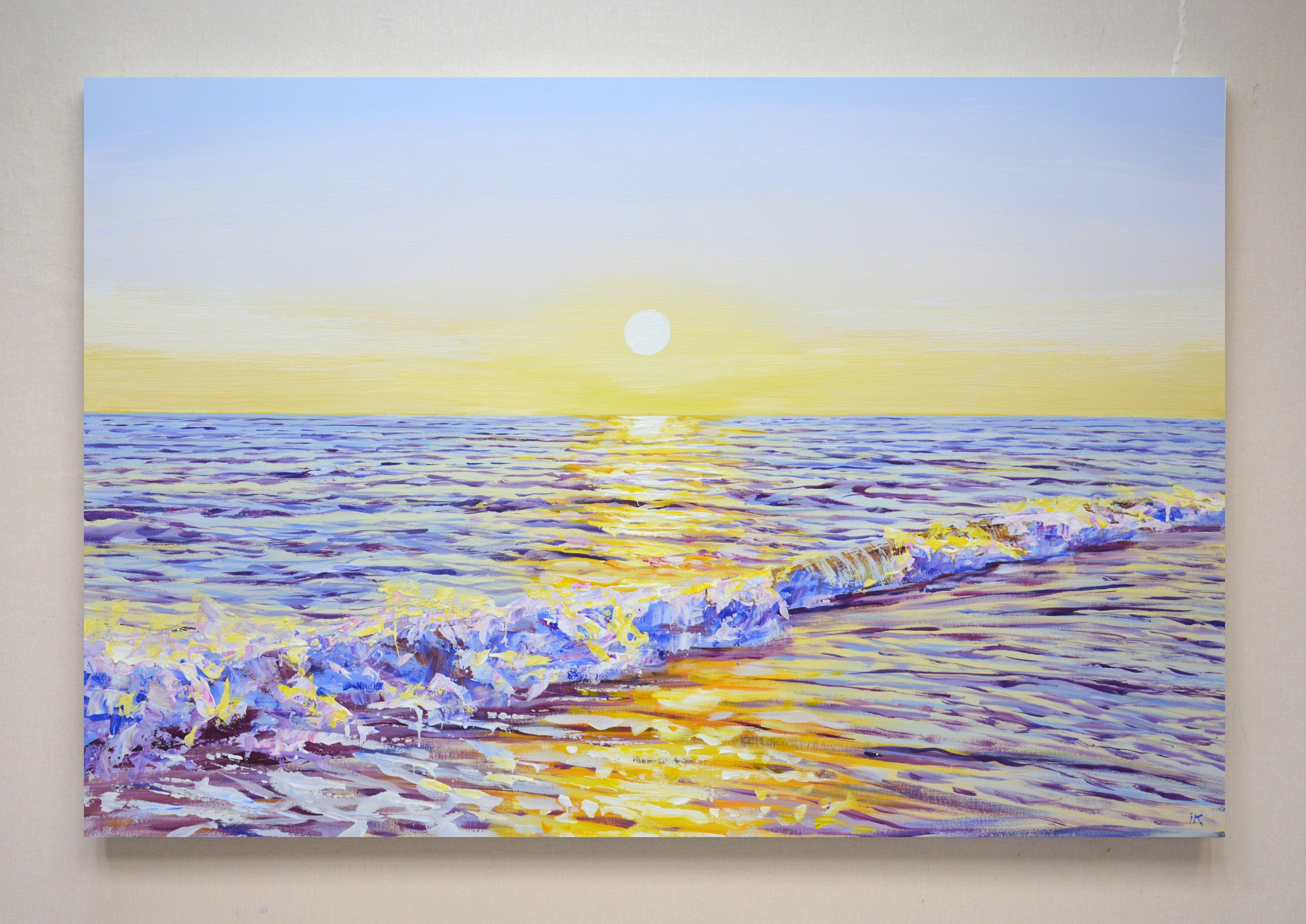 Coucher de soleil magique. Ocean, peinture, acrylique sur toile - Réalisme Painting par Iryna Kastsova