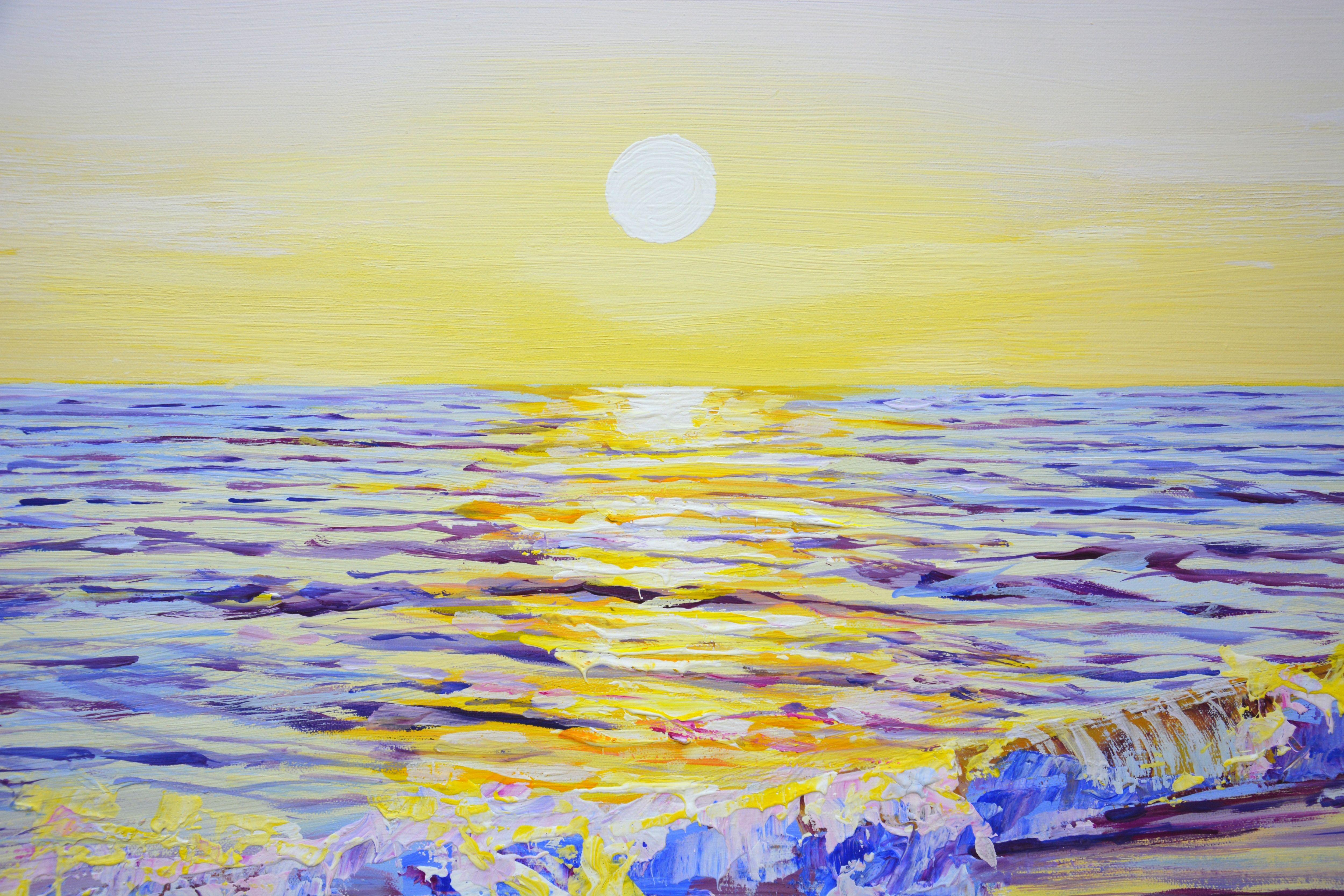 Magic sunset. Ocean., Painting, Acrylic on Canvas For Sale 2