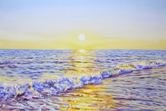 Magic sunset. Ocean., Painting, Acrylic on Canvas