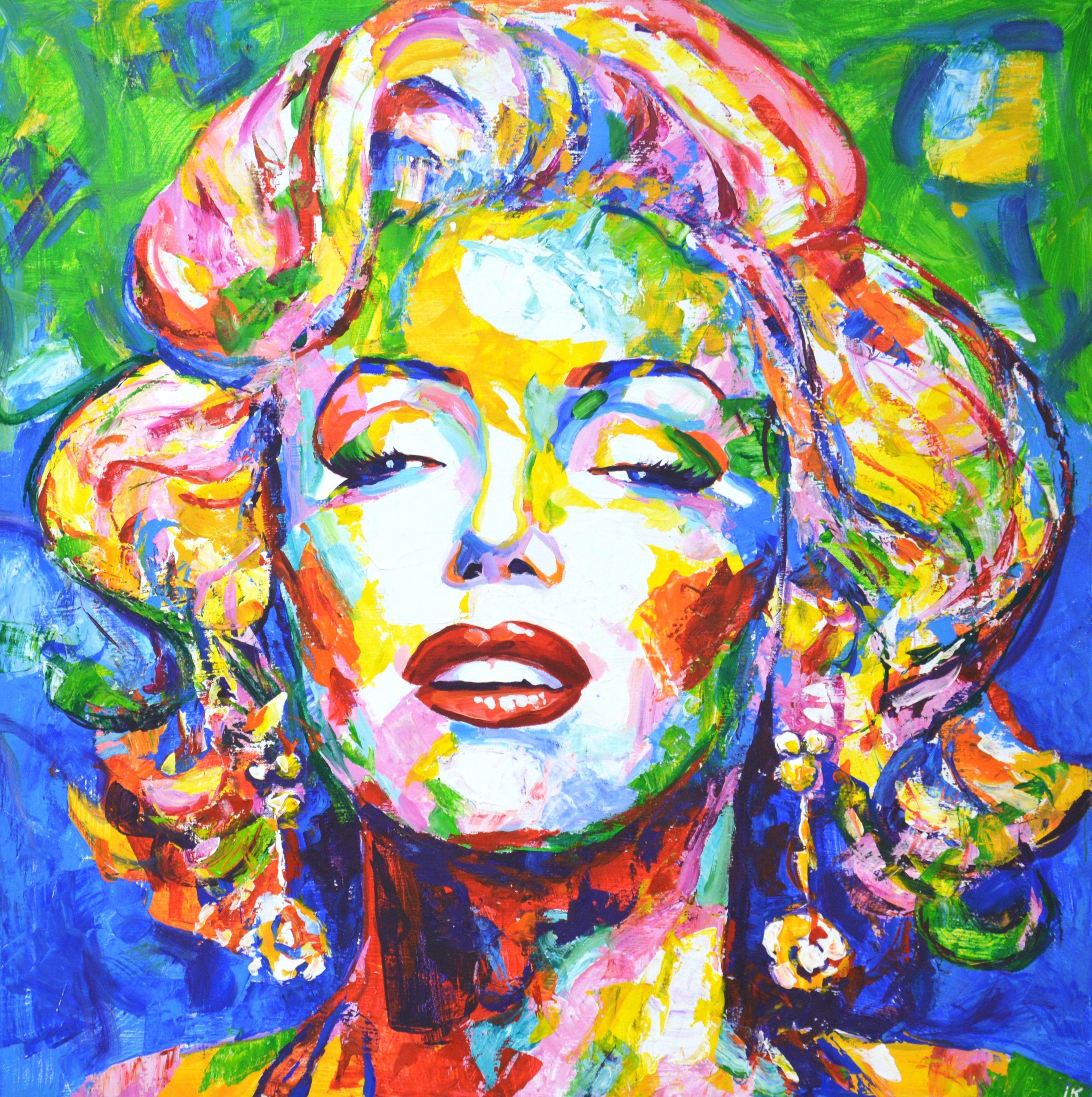 Marilyn Monroe is an American film actress, singer and model. Celebrity. An iconic image of American cinema and the entire world culture. Written in a modern style with brushes and a palette knife. Pop Art. Expressionism. Realism. A bright palette
