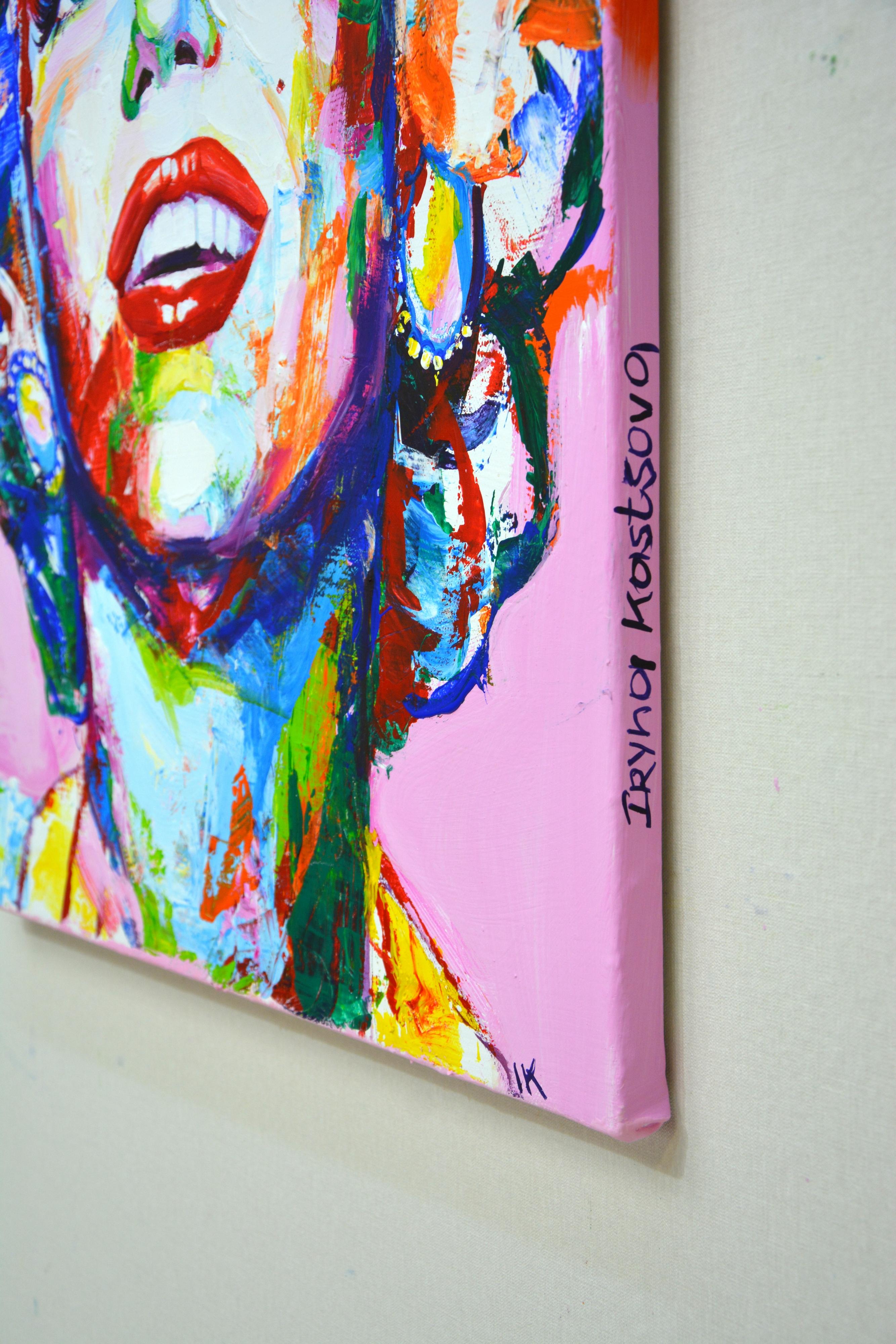 Marilyn Monroe 23 Portrait Pop Art - Gris Portrait Painting par Iryna Kastsova