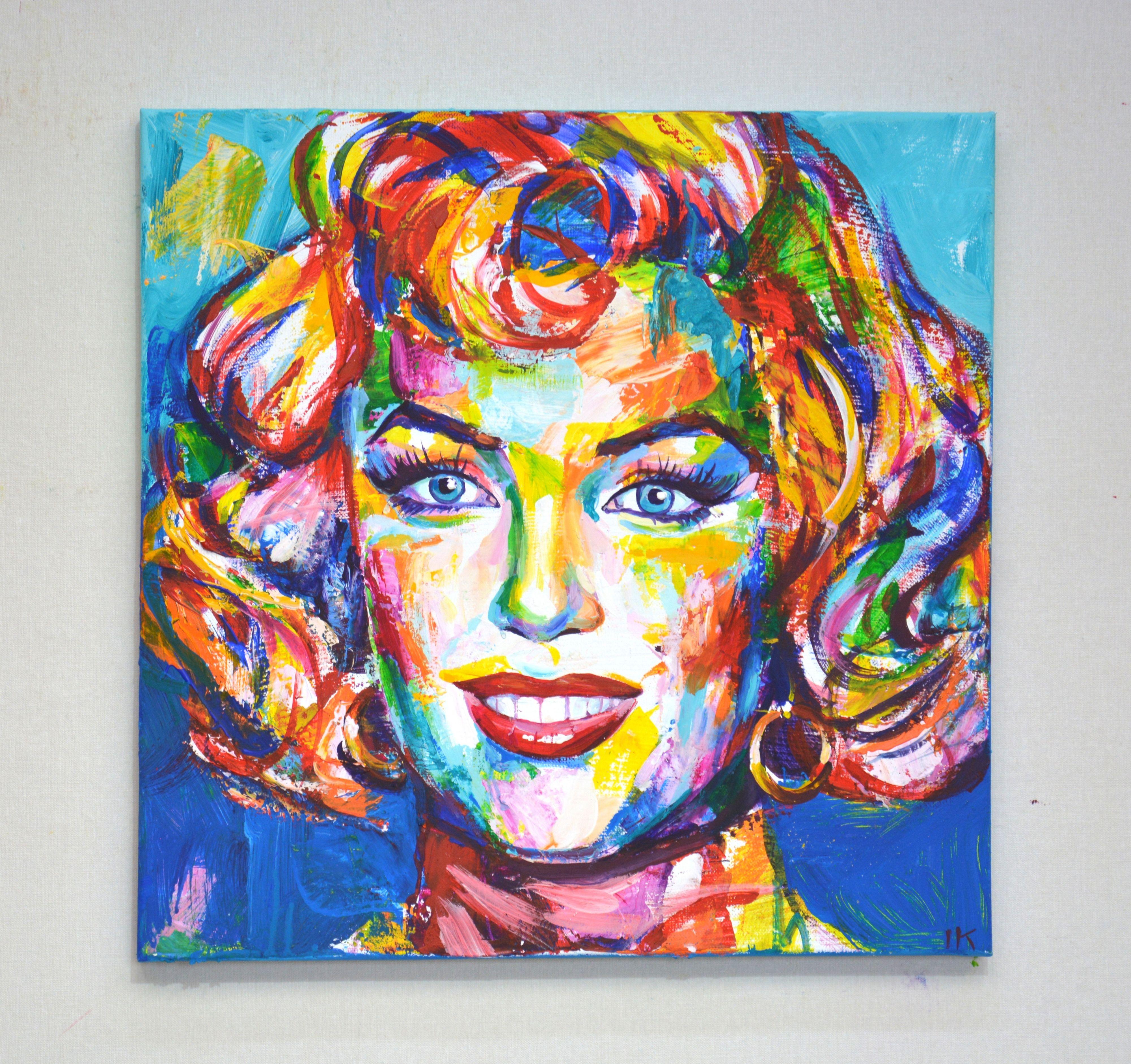 Marilyn Monroe  is an American film actress, singer and model. Celebrity. An iconic image of American cinema and the entire world culture. Written in a modern style with brushes and a palette knife. Pop Art. Expressionism. Realism. A bright palette