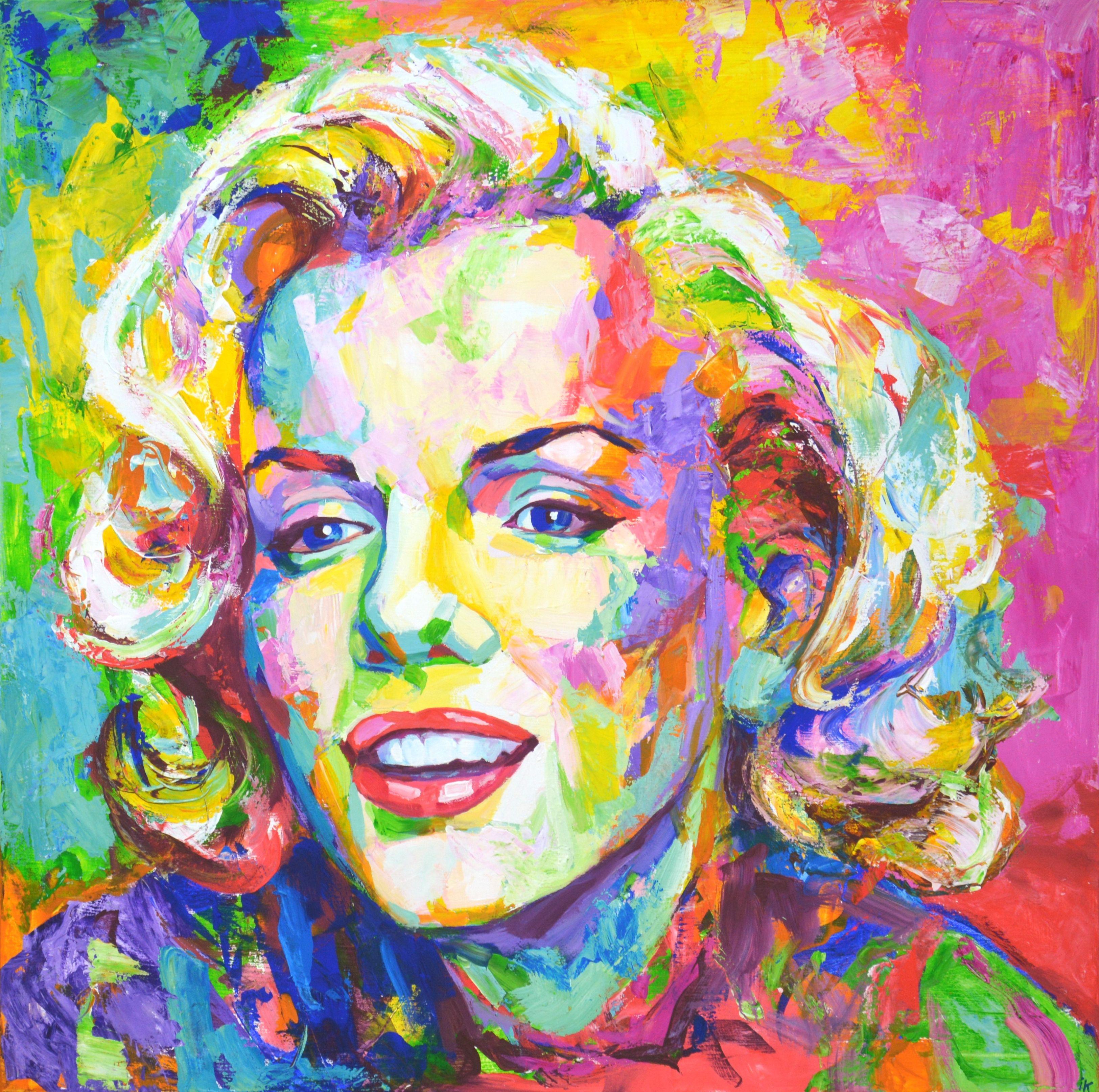Marilyn Monroe is an American film actress, singer and model. The iconic image of American cinema and the entire world culture. Painted in a modern style using brushes and a palette knife. Pop Art. Expressionism. Realism. A bright palette of colors