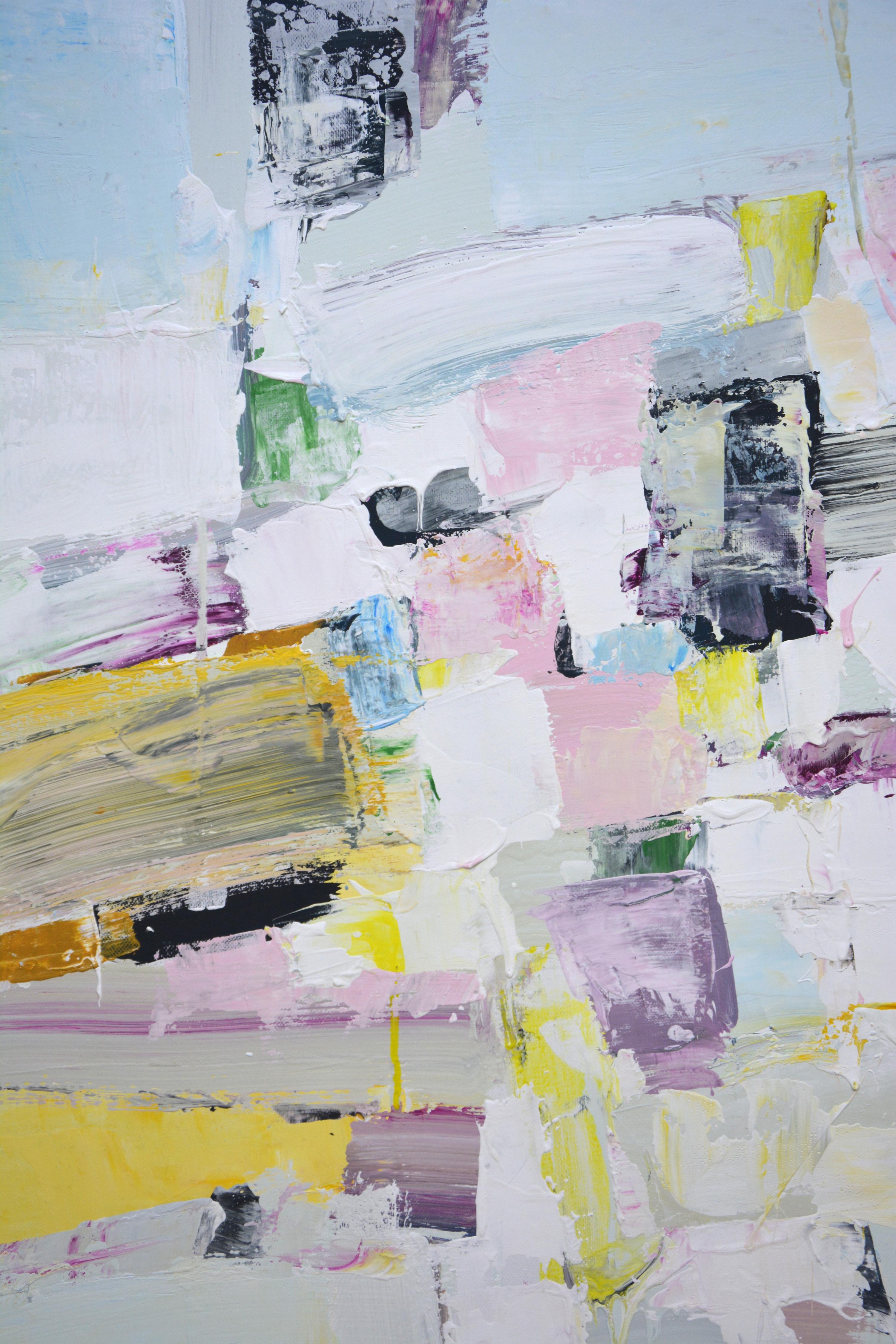 Meeting Original Abstrakt Interieur Acrylmalerei (Grau), Abstract Painting, von Iryna Kastsova