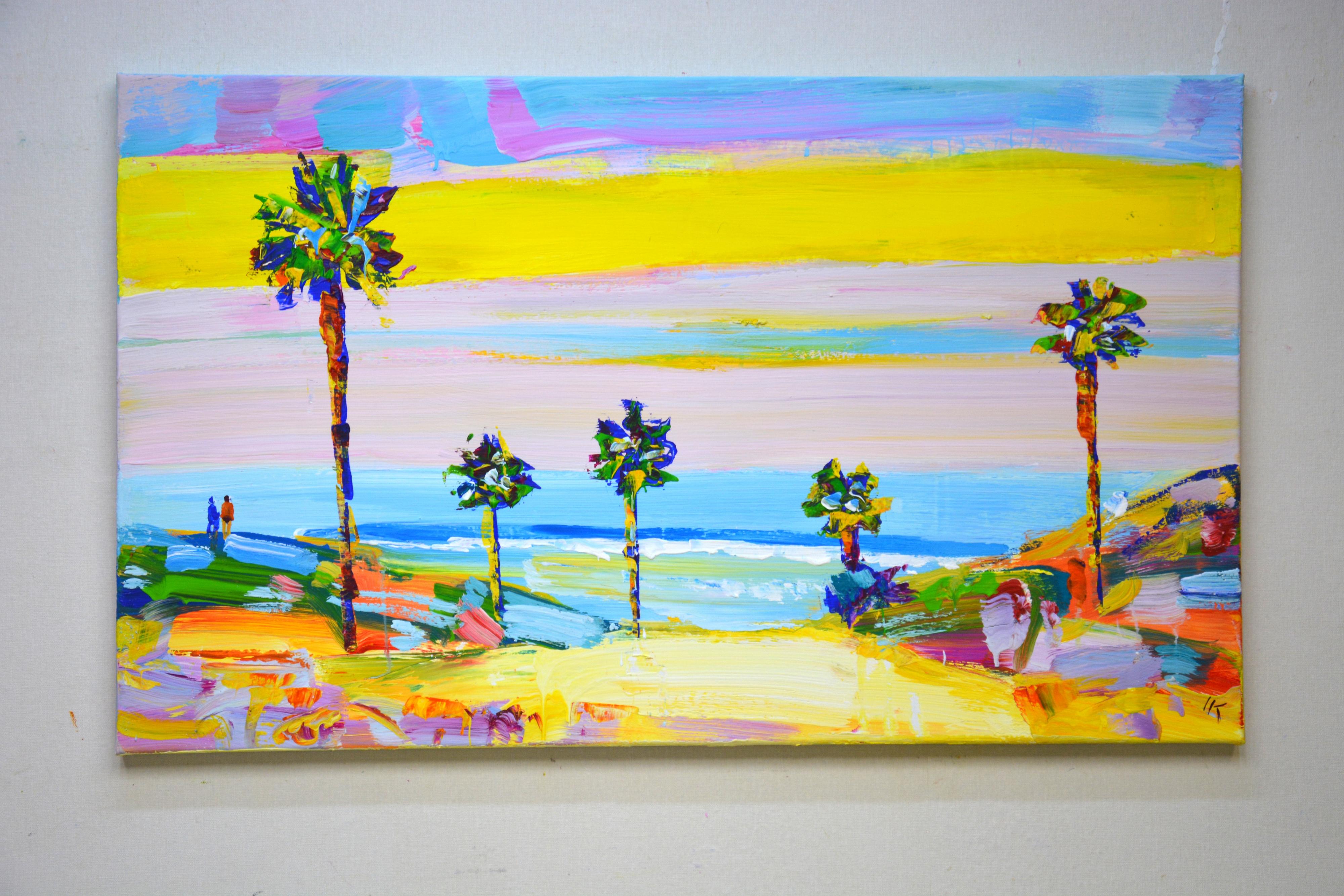 Miami. USA - Paesaggio costiero astratto in stile impressionista (60x100 cm) - Painting di Iryna Kastsova