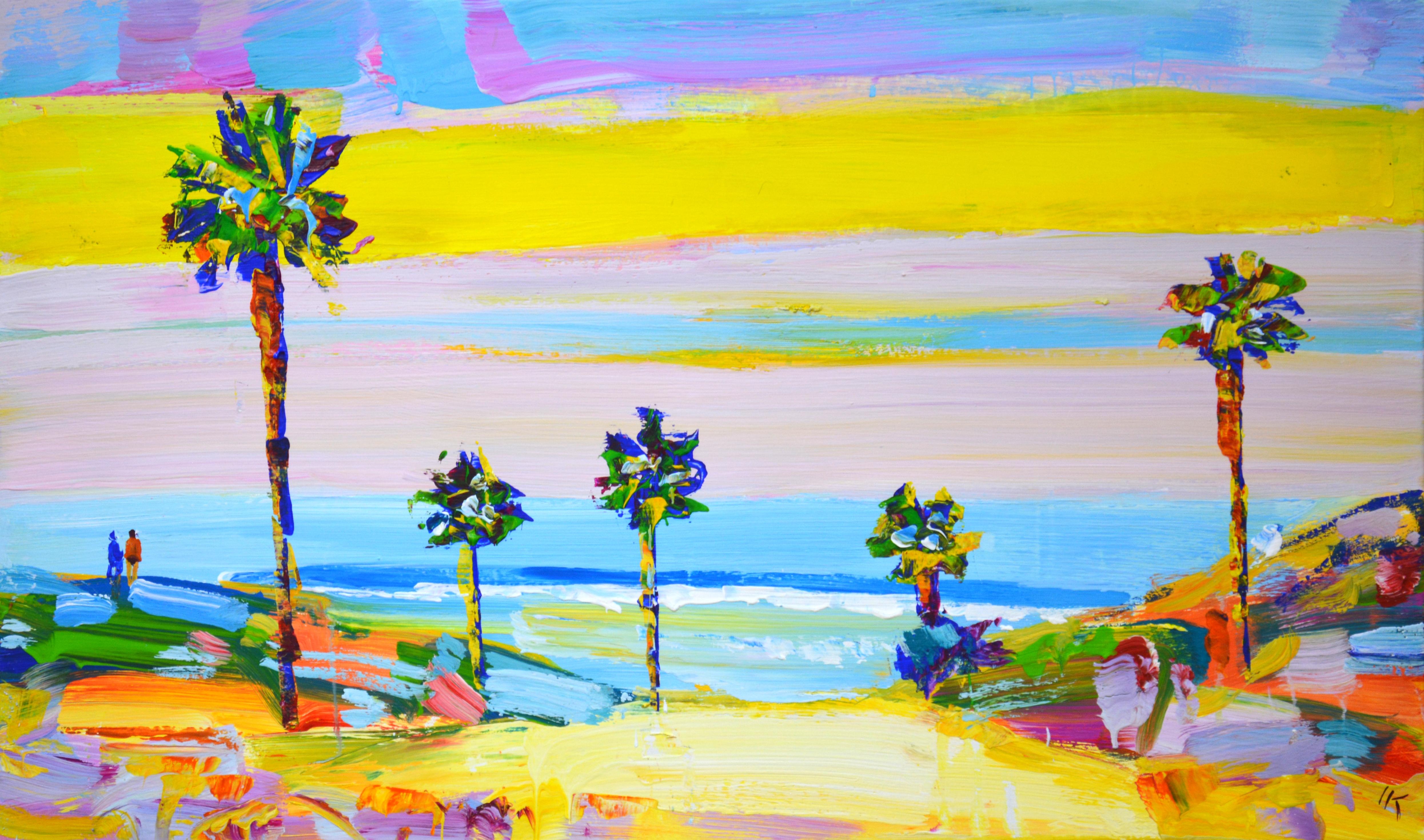 Interior Painting di Iryna Kastsova - Miami. USA - Paesaggio costiero astratto in stile impressionista (60x100 cm)