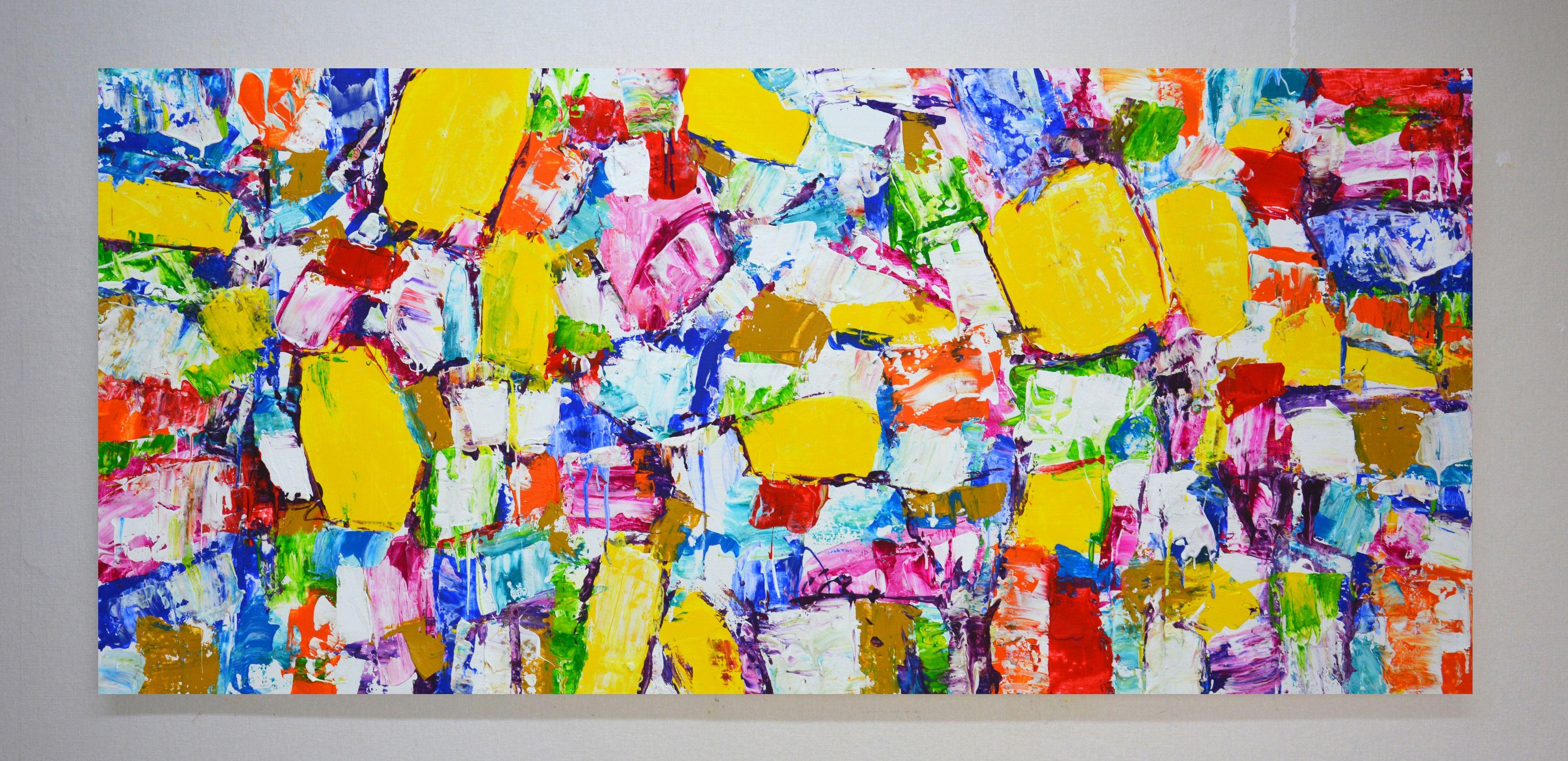 Month July, Painting, Acrylic on Canvas - Beige Abstract Painting by Iryna Kastsova