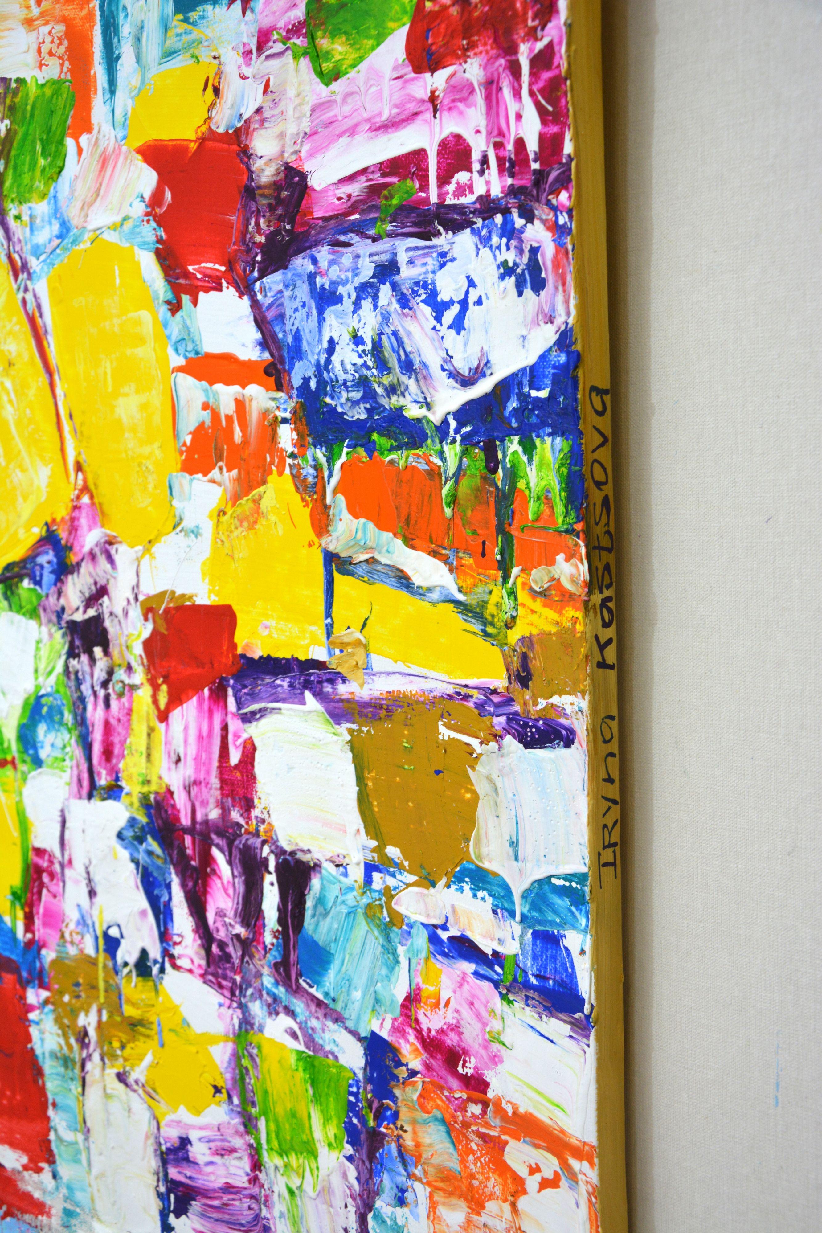 In my burst of creativity, I have crafted a vivid celebration of color through acrylics. This piece embodies the vibrancy and dynamic energy of summer, combining elements of abstract, cubism, and expressionism. Each stroke and splash of color