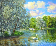 In the summer park.