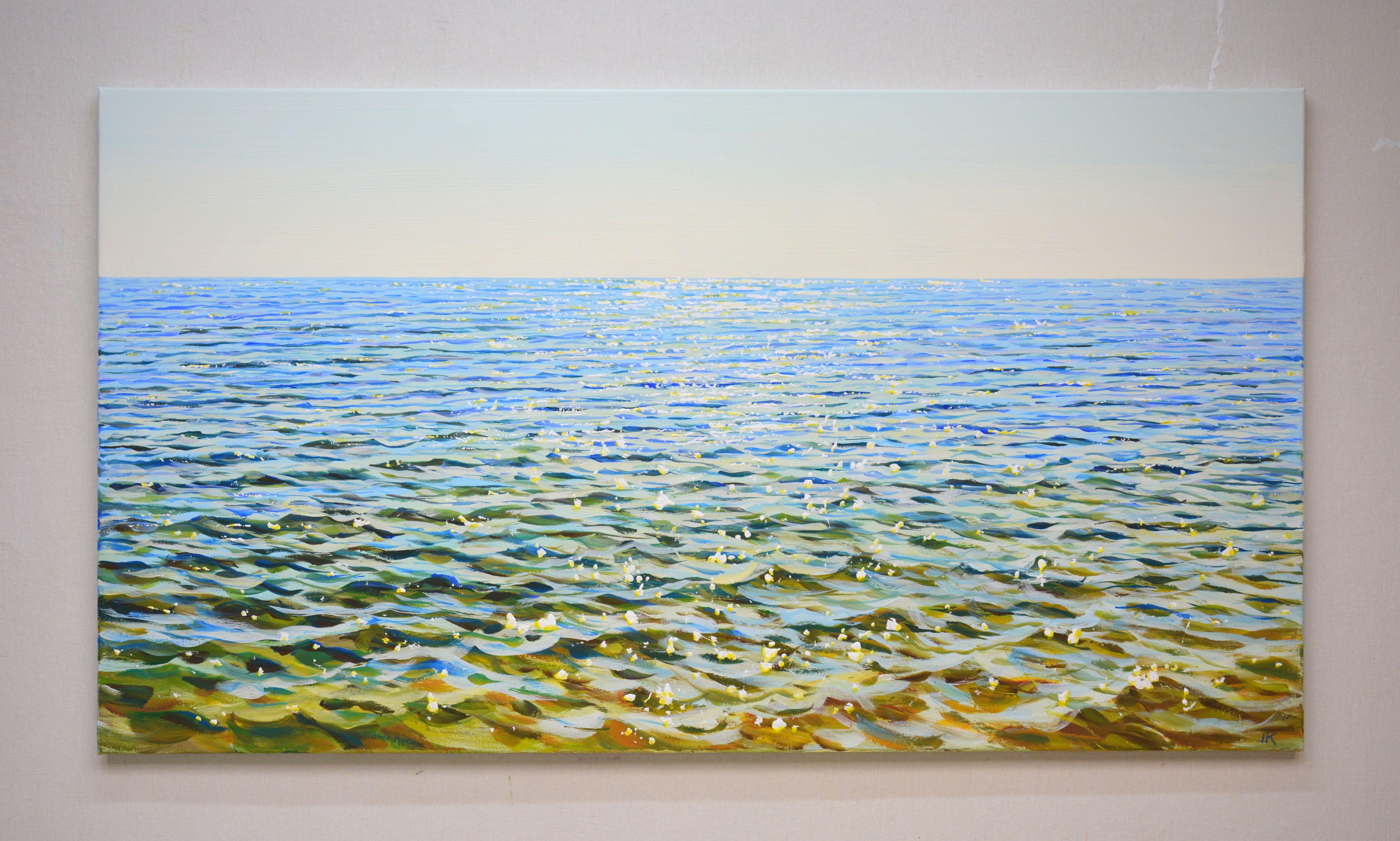 La lumière du matin sur l'eau., peinture, acrylique sur toile - Réalisme Painting par Iryna Kastsova