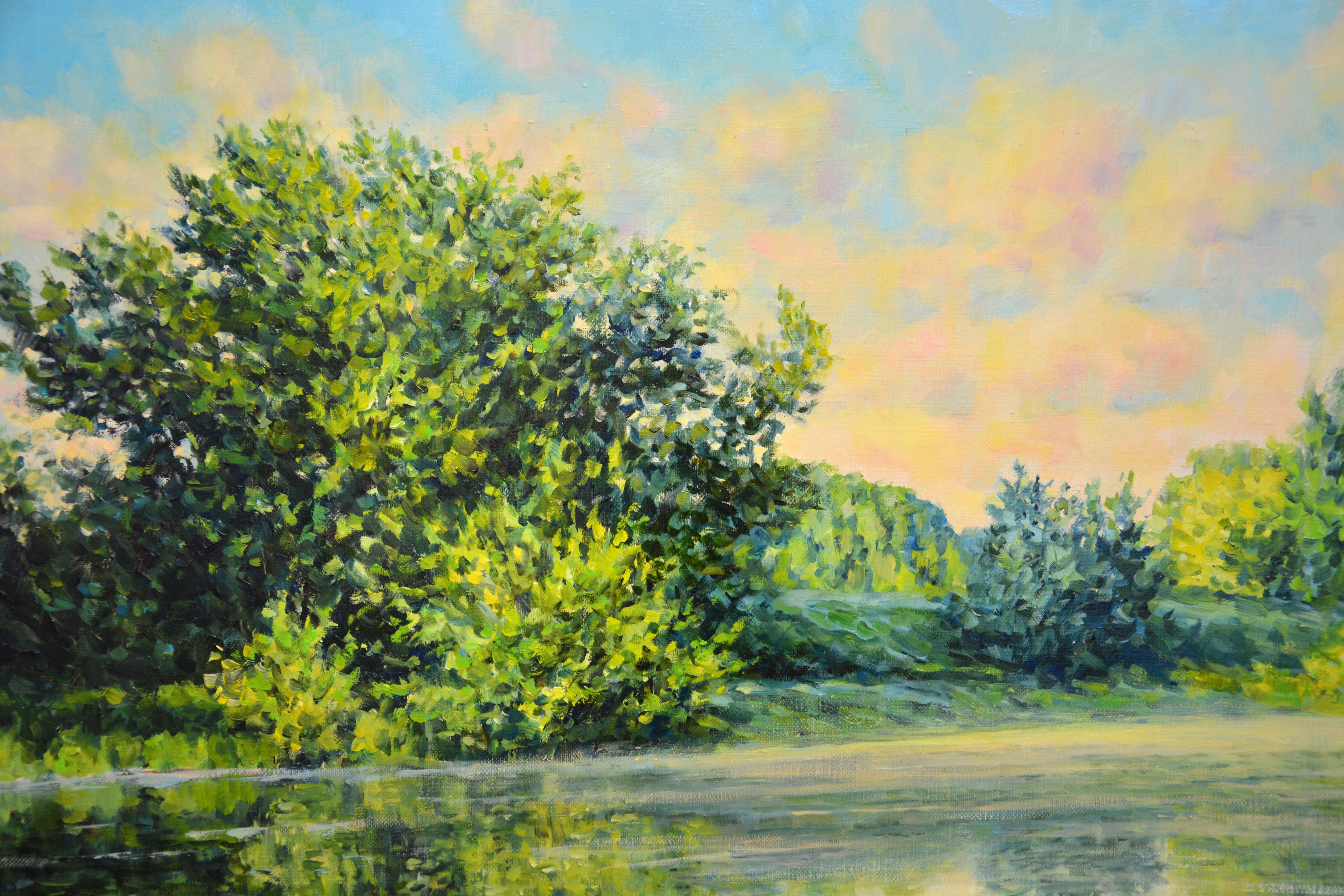 Morning on the river, Painting, Oil on Canvas For Sale 2