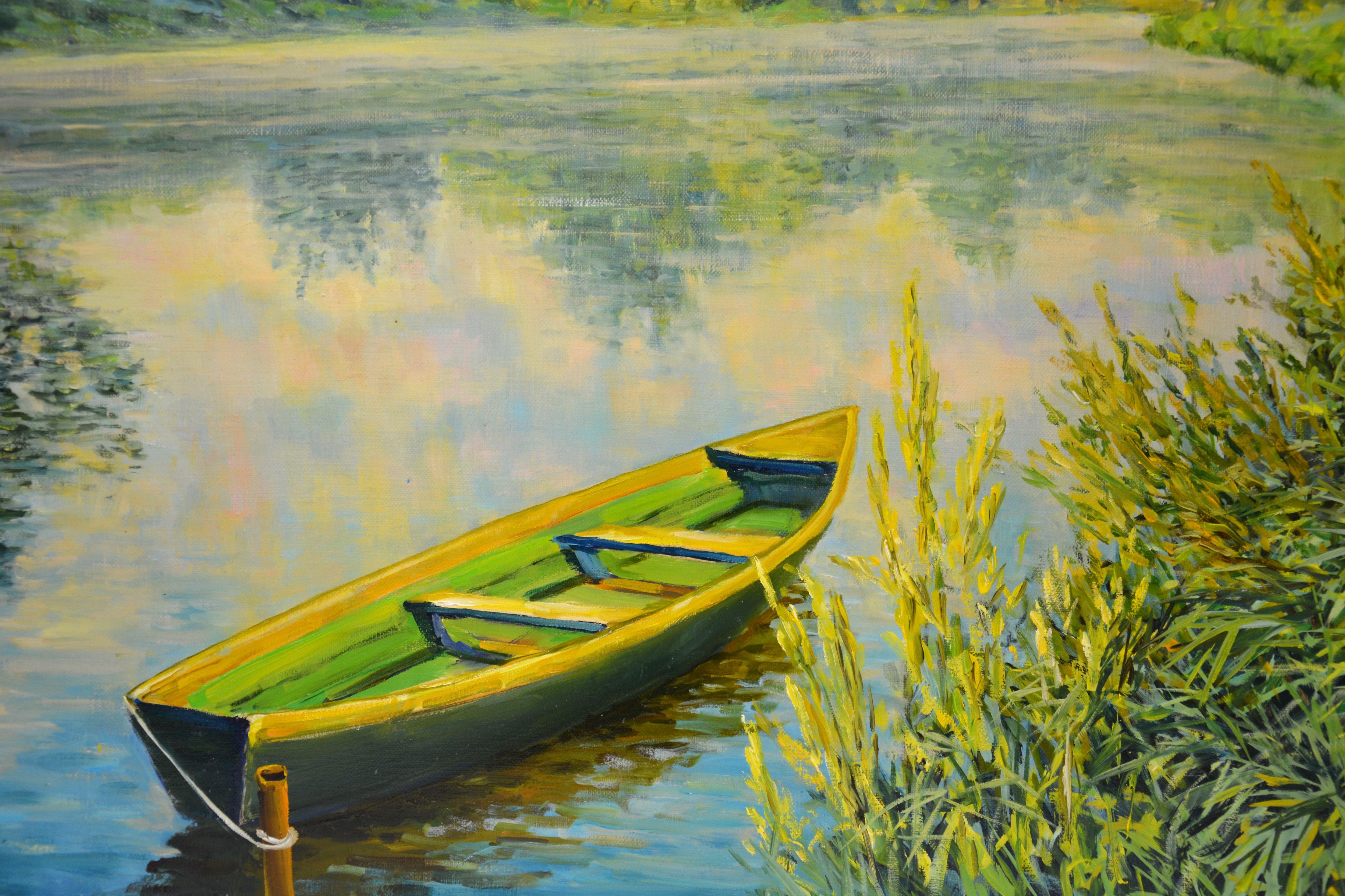 Morning on the river, Painting, Oil on Canvas For Sale 3