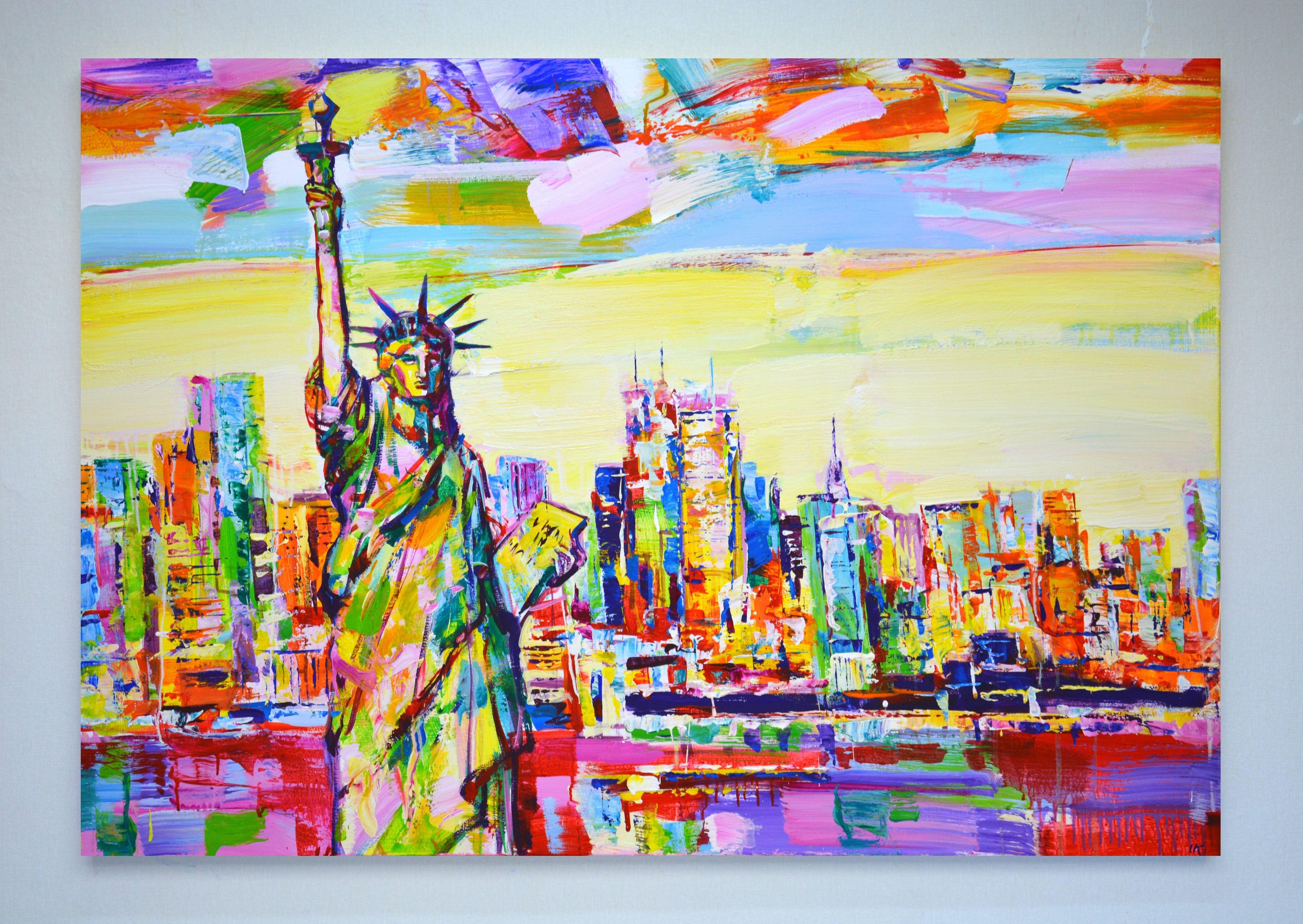 New York. Statue of Liberty., Painting, Acrylic on Canvas For Sale 1