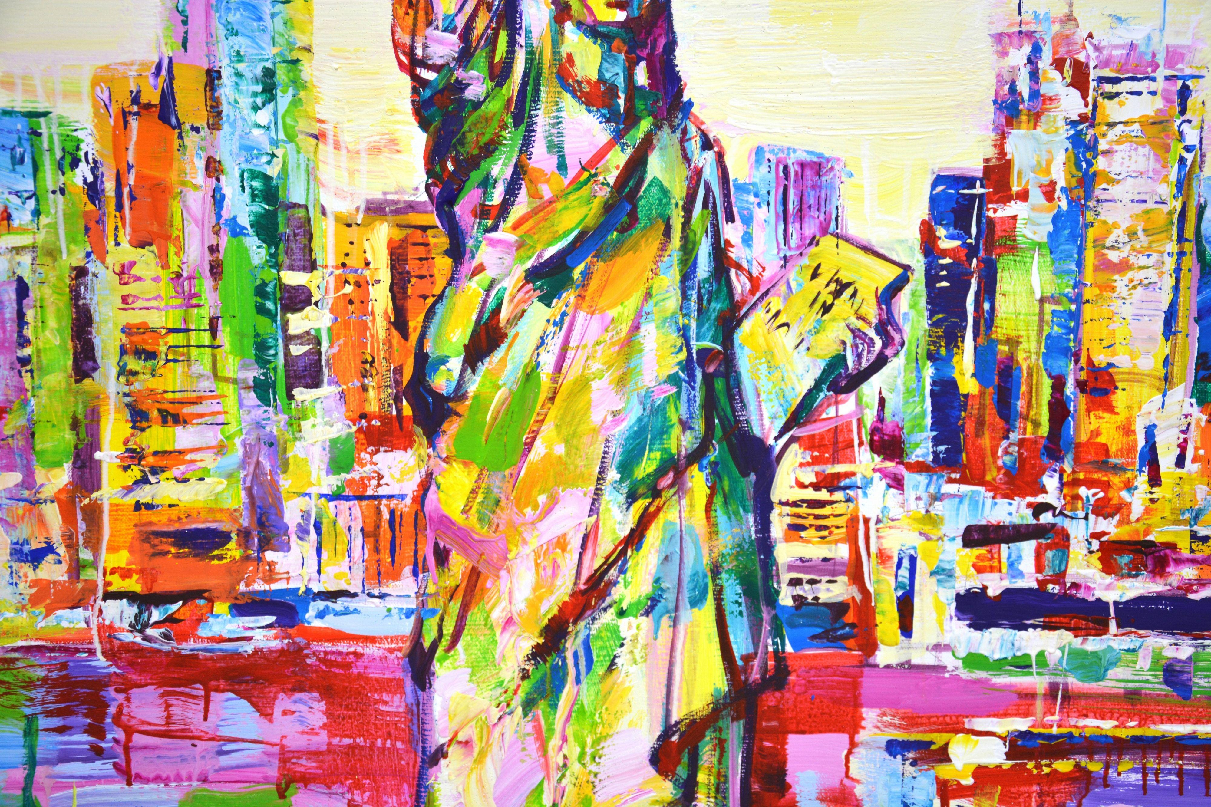 New York. Statue of Liberty., Painting, Acrylic on Canvas For Sale 4