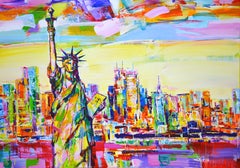 New York. Statue of Liberty., Painting, Acrylic on Canvas