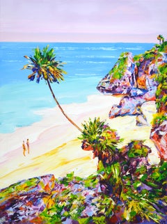 Oceano. Palme 33 - Pittura acrilica di paesaggio balneare dipinta a mano (80x60 cm)