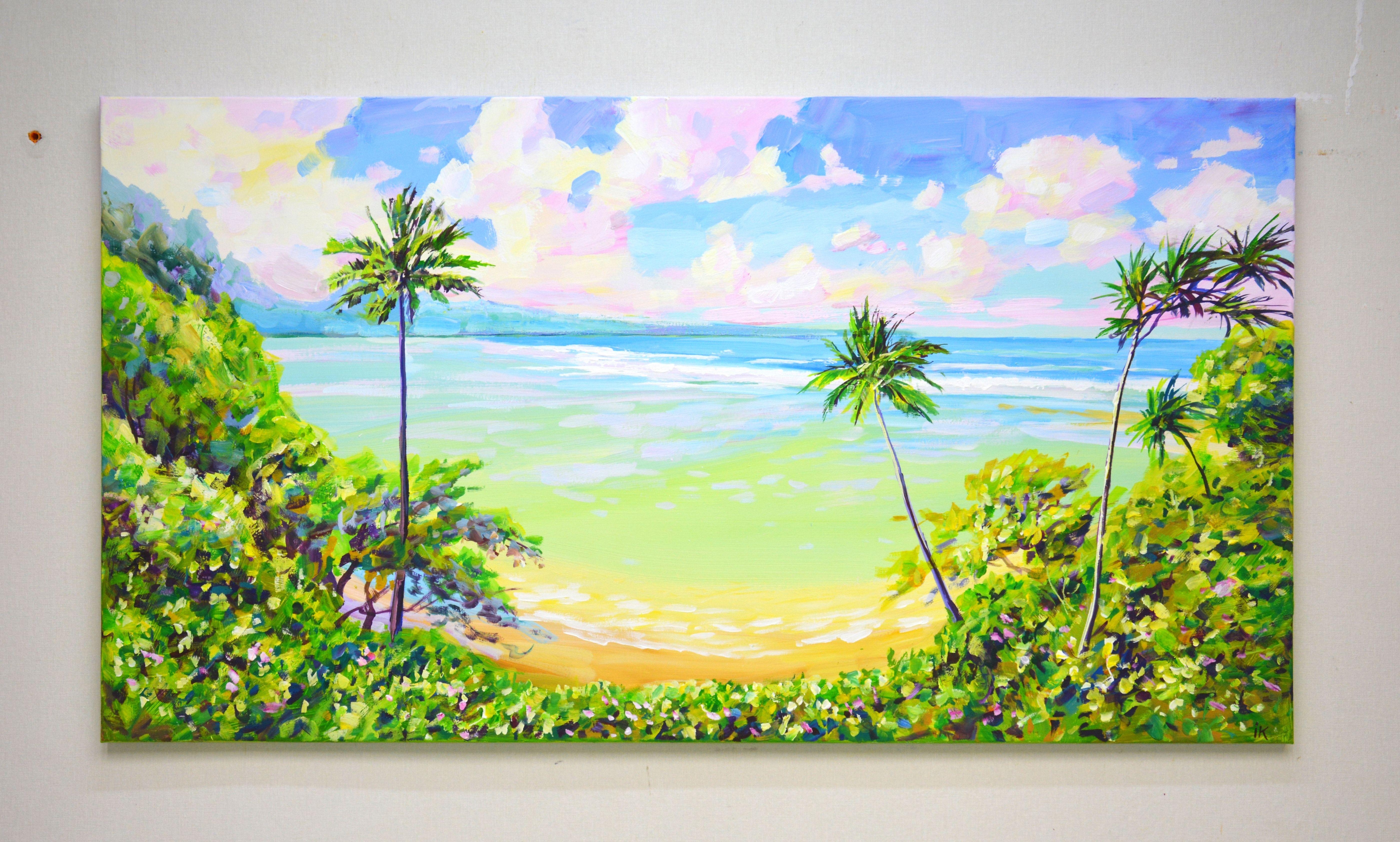 Ocean. Palm trees. Beach., Painting, Acrylic on Canvas For Sale 1