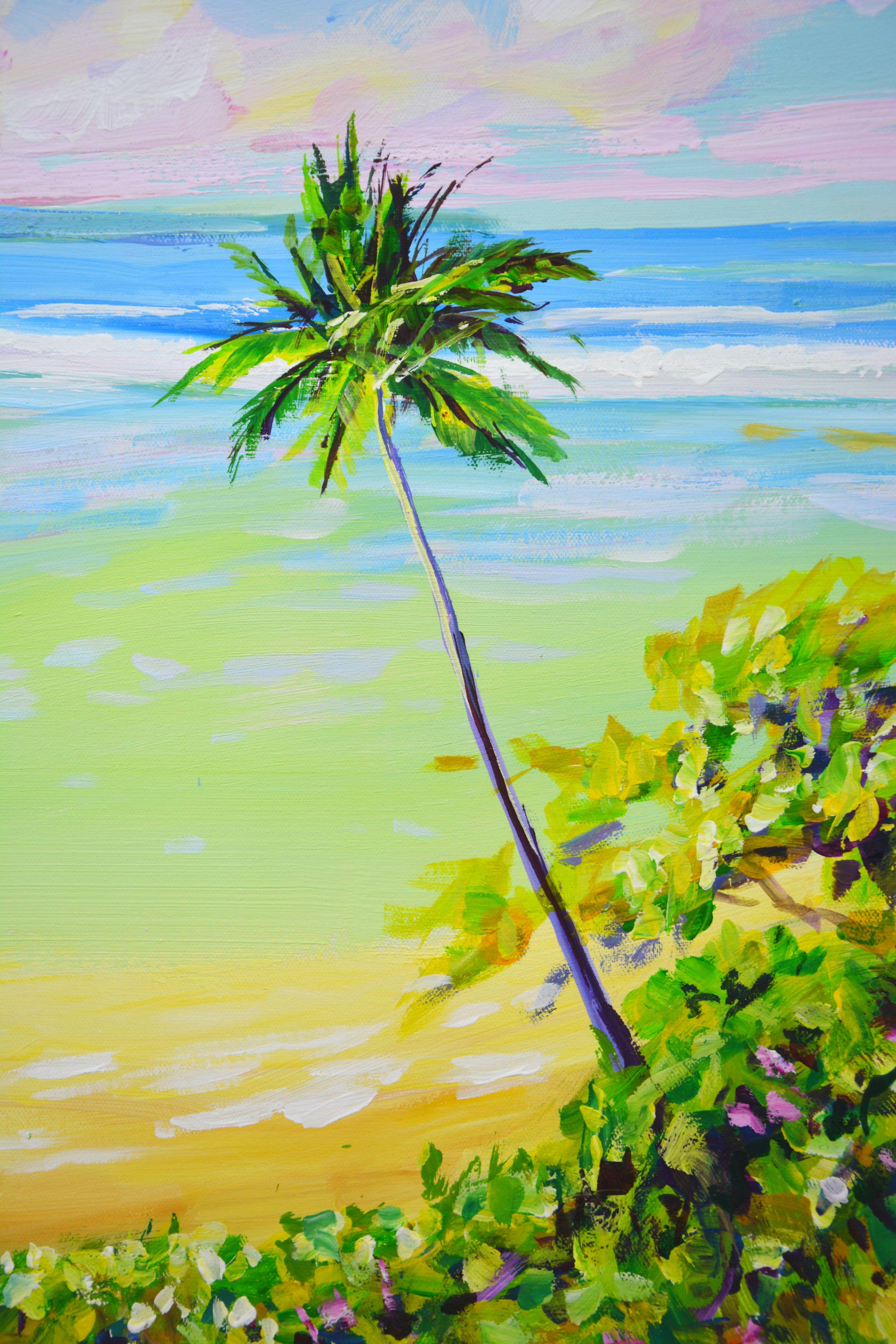Ocean. Palm trees. Beach., Painting, Acrylic on Canvas For Sale 3