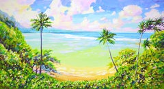 Ocean. Palm trees. Beach., Painting, Acrylic on Canvas