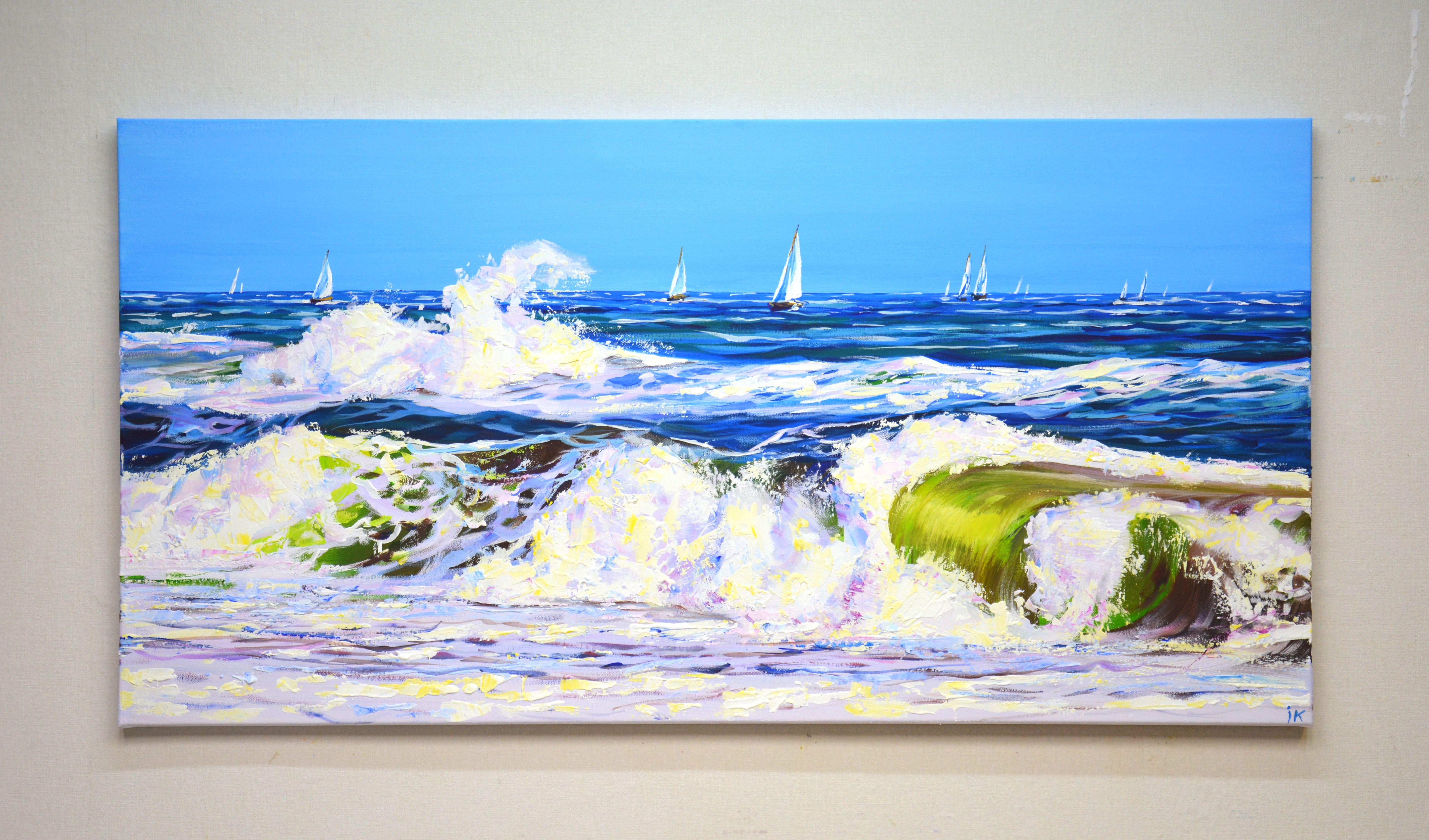 Ocean. Regatta., Painting, Acrylic on Canvas For Sale 1