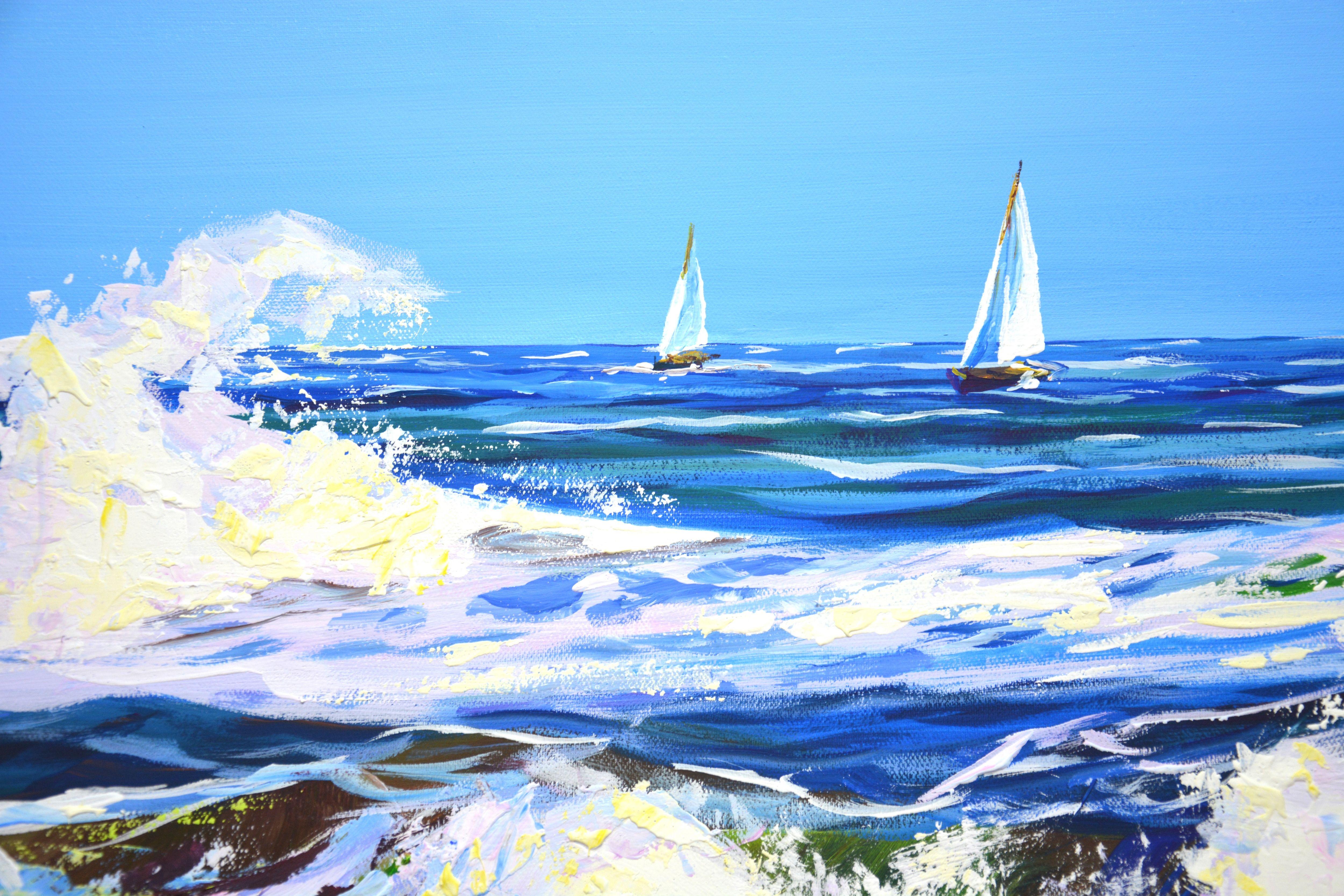 Ocean. Regatta., Painting, Acrylic on Canvas For Sale 3