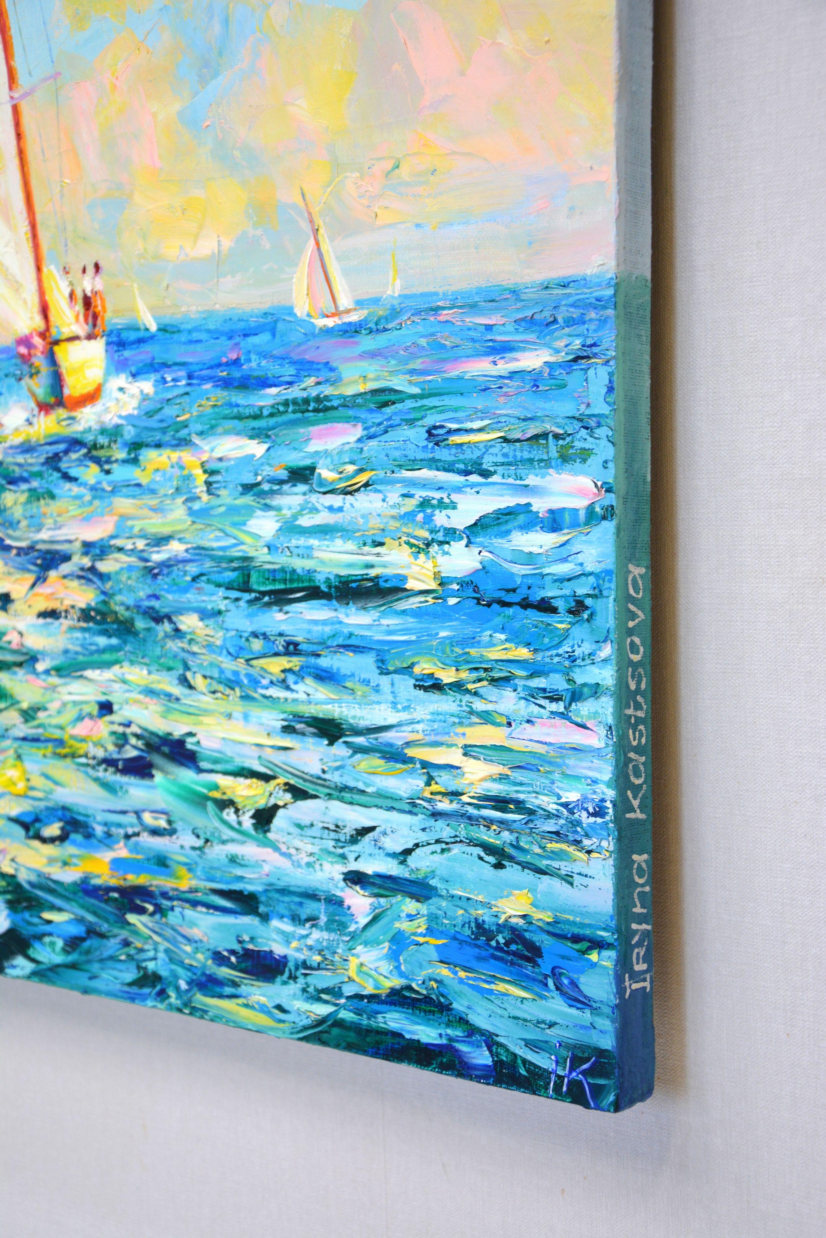 Ocean. Sailboats., Painting, Oil on Canvas For Sale 2