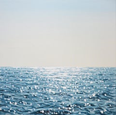 Ocean. Serenity. Calm seascape painting. Modern interior artwork. Sky and Water