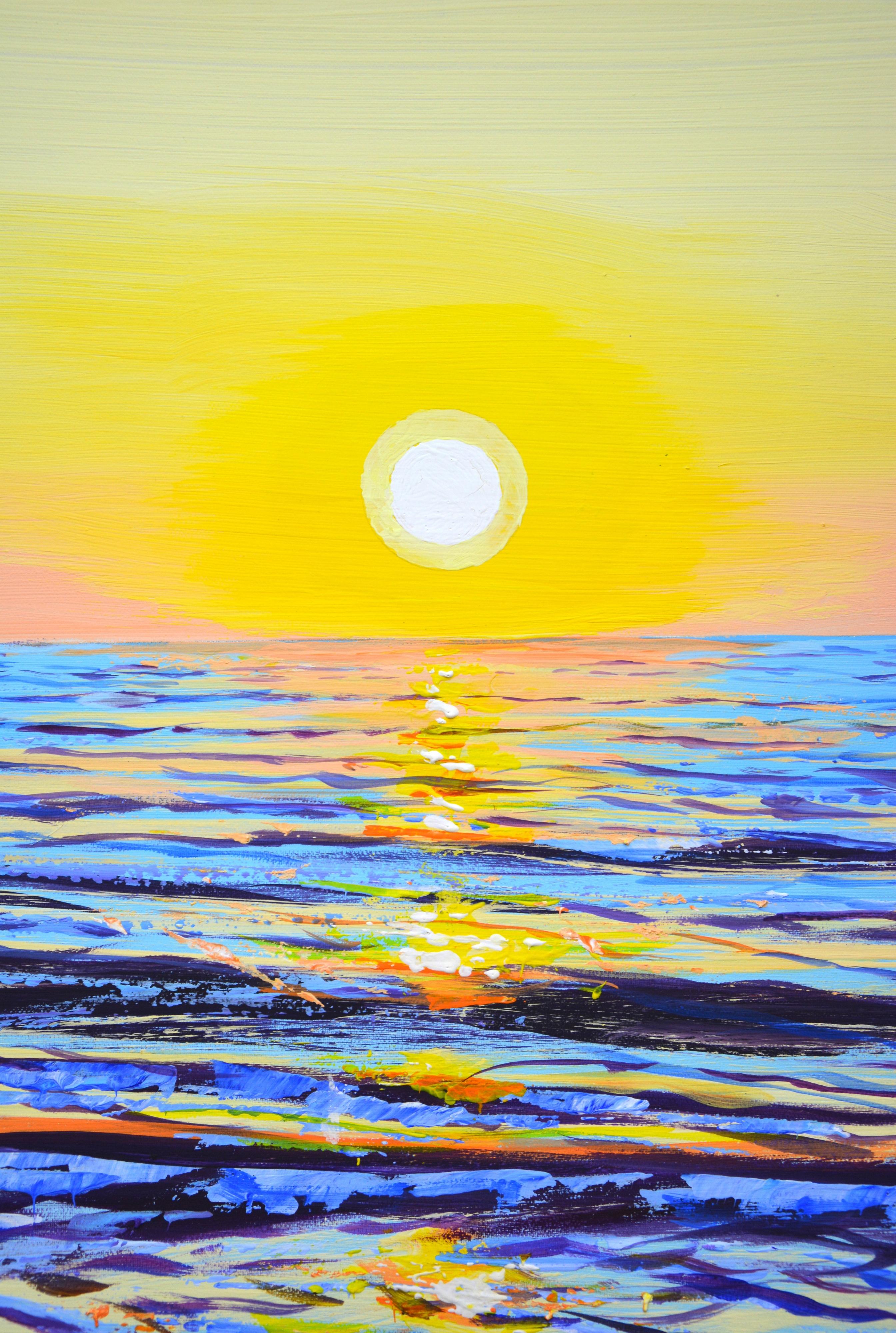 Ocean. Sunset 16. Seascape: summer,
sunset, warm water, ocean, sea, sand, small waves, sun reflection, golden light, sky, shimmering reflections on the water create an atmosphere of relaxation and romance. Made in the style of realism,