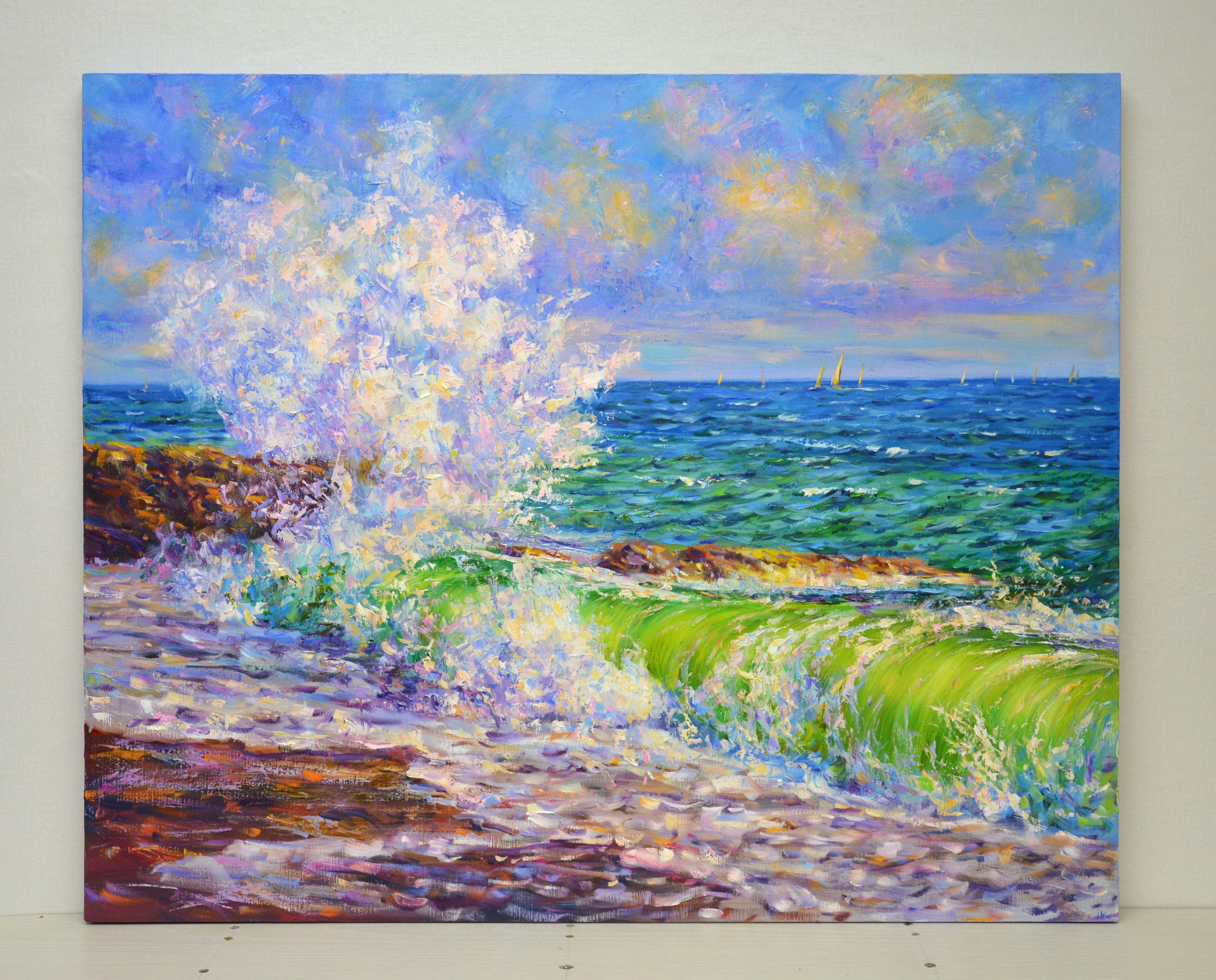 Ocean surf, Painting, Oil on Canvas For Sale 1