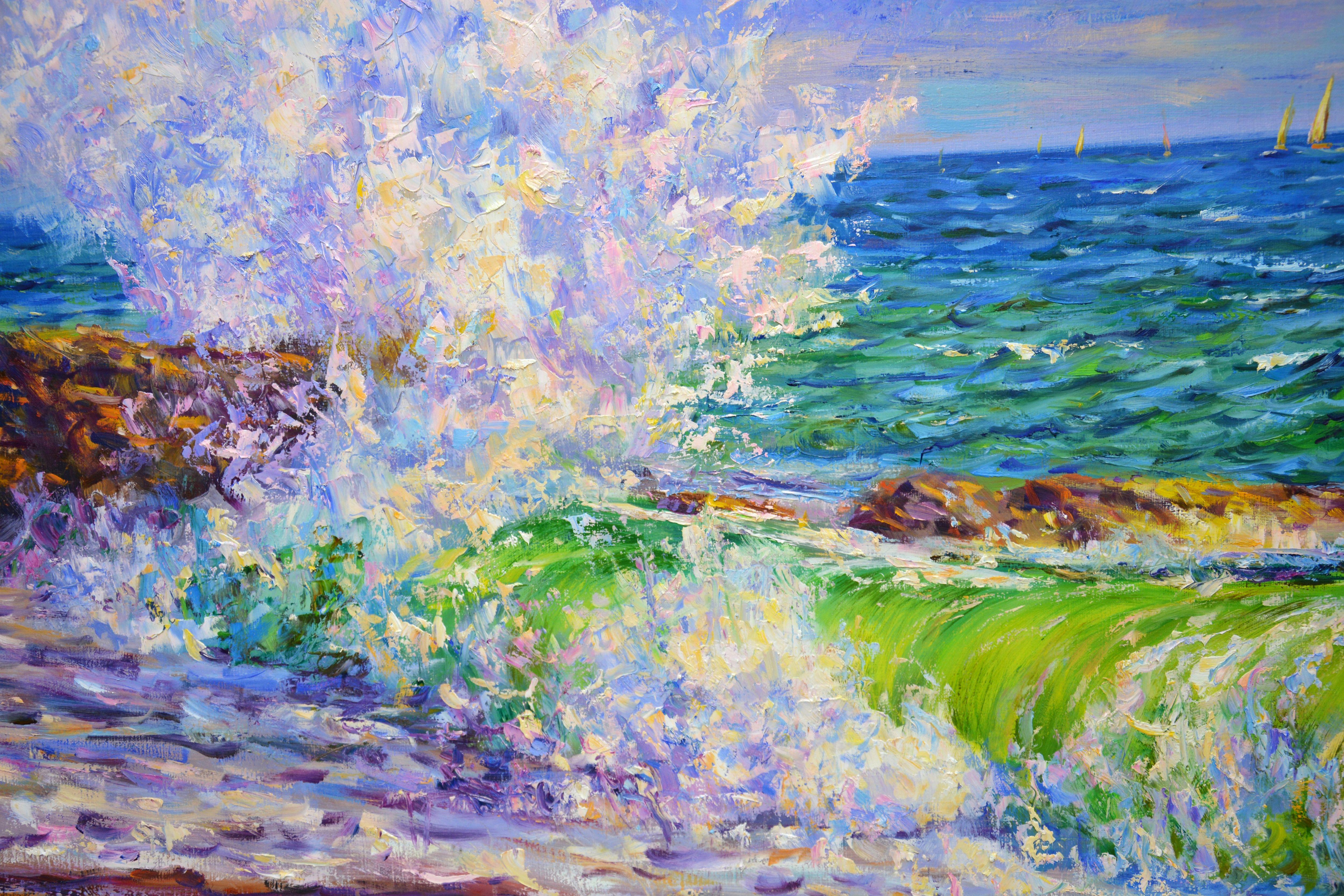 Ocean surf, Painting, Oil on Canvas For Sale 3