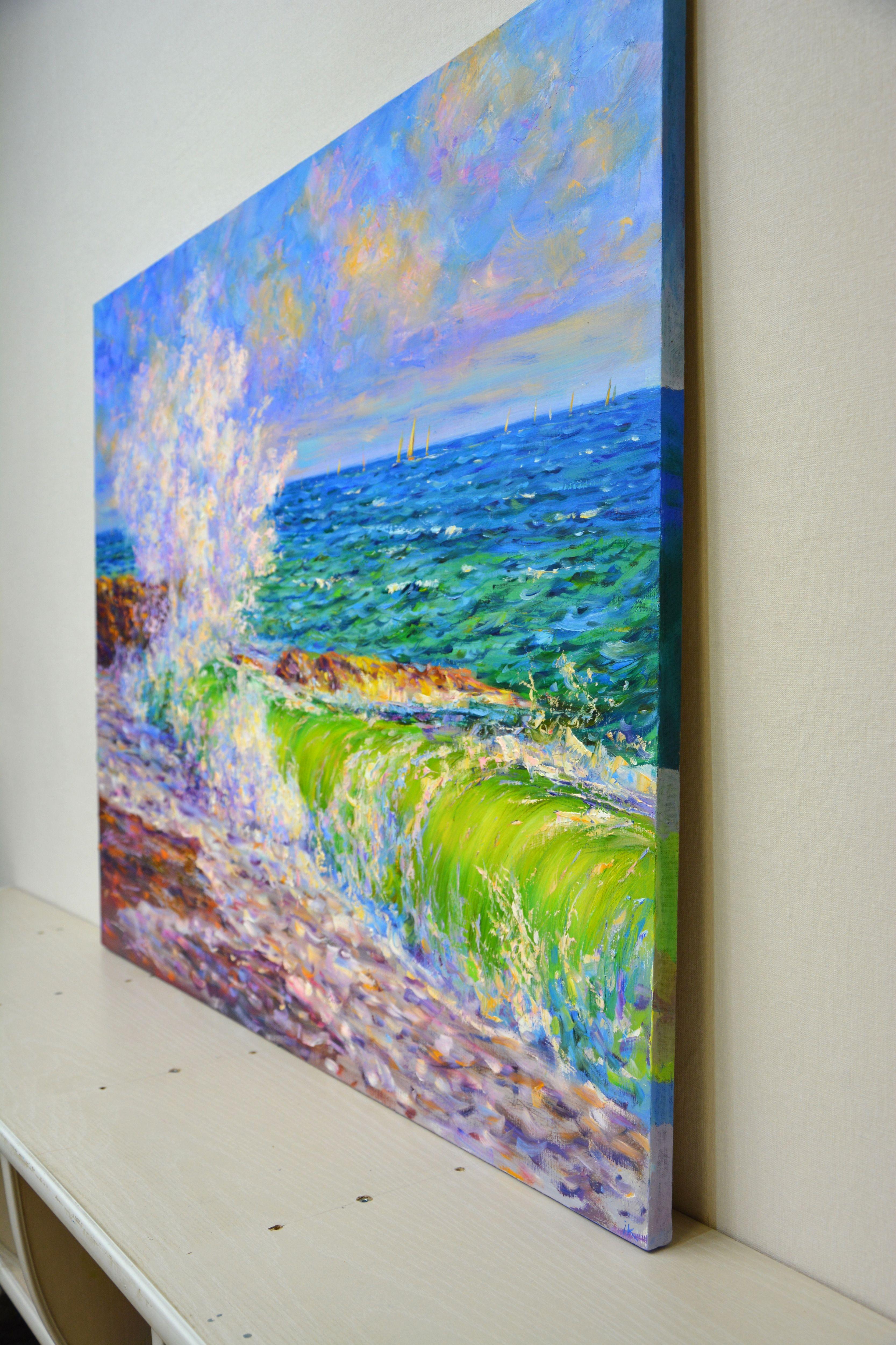 Ocean surf, Painting, Oil on Canvas For Sale 4