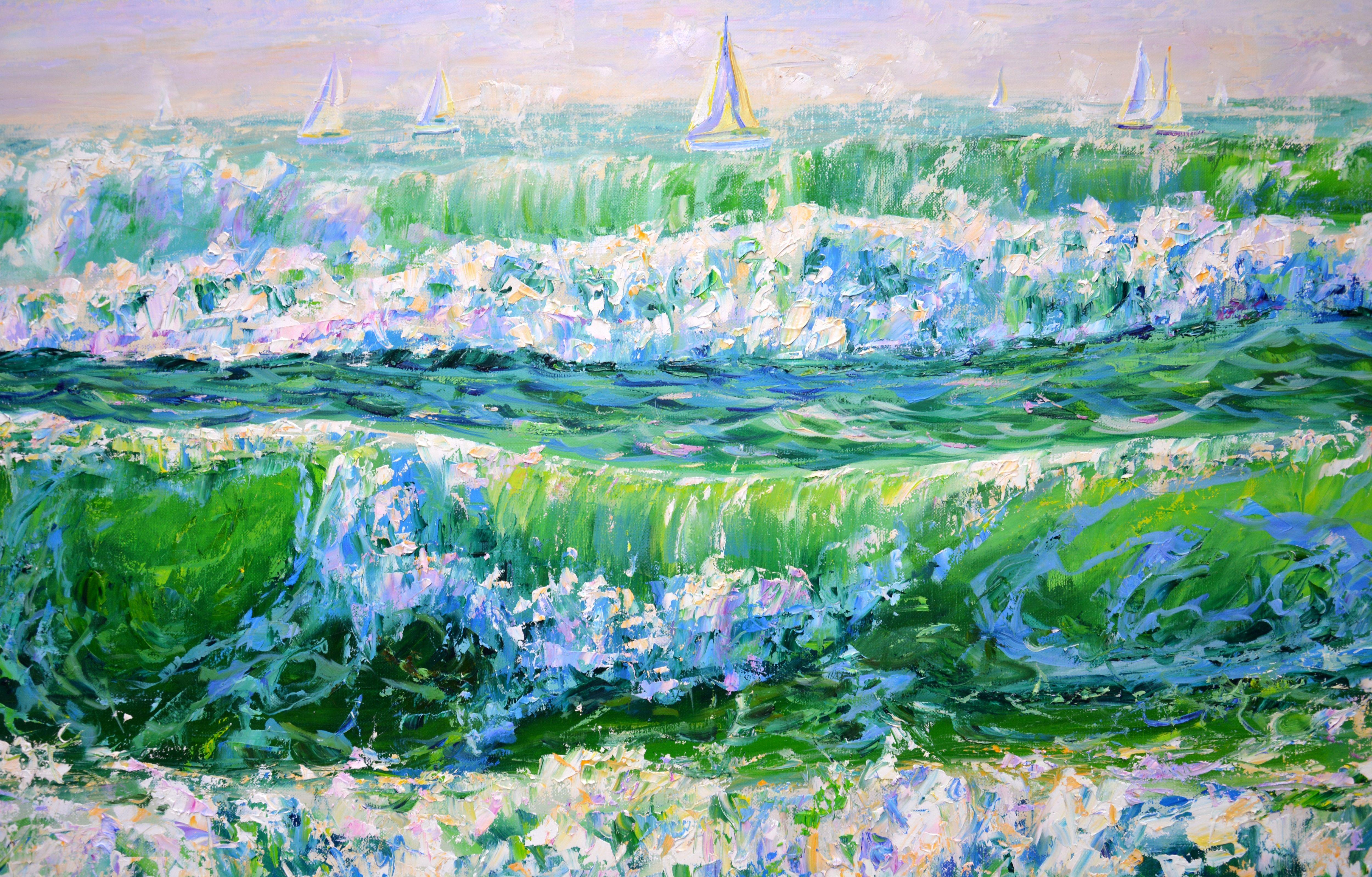 Ocean waves, Painting, Oil on Canvas For Sale 3