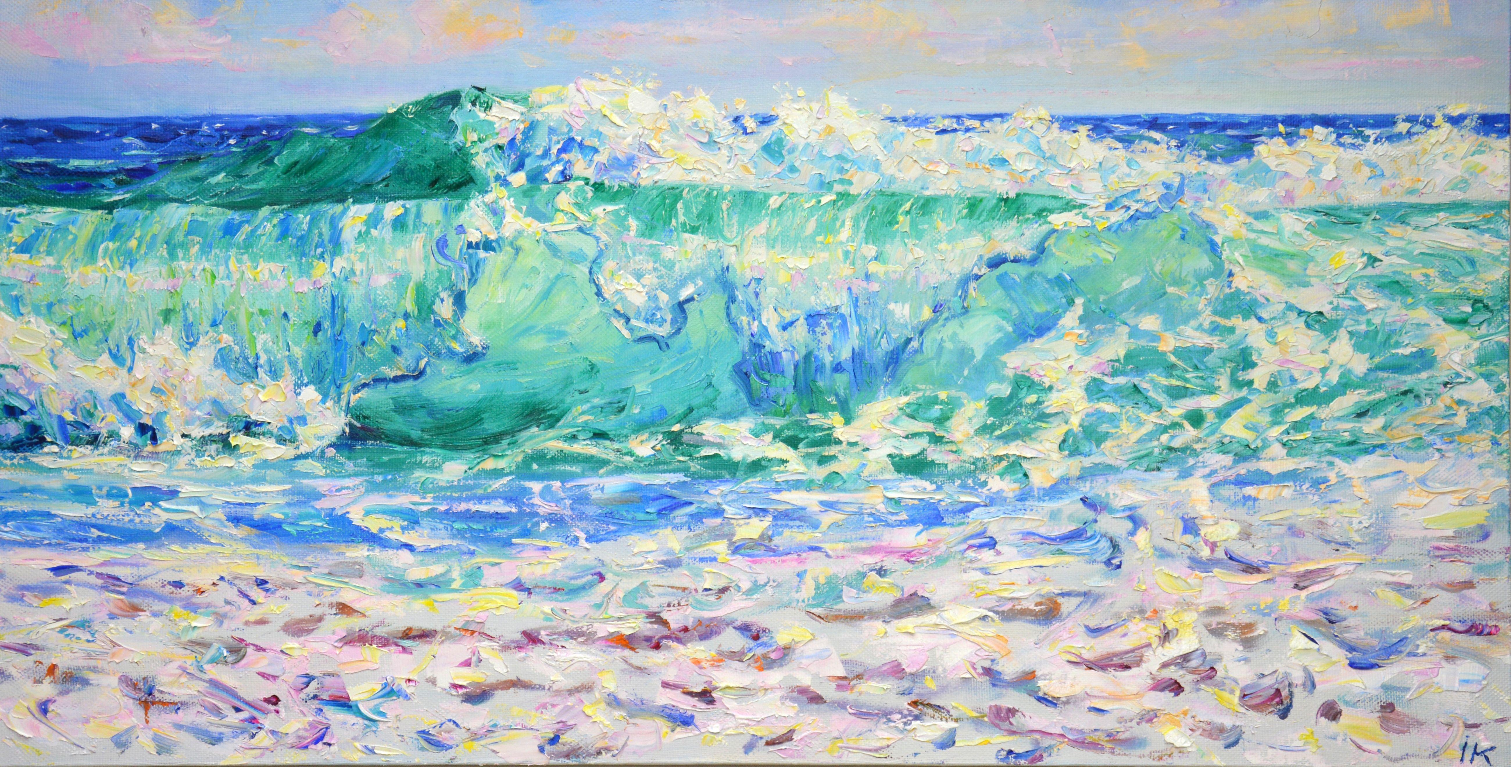 Ocean. Waves. Author's, original picture. Impressionism: a palette of knives and a rich bÃ¼rÃ¼se, white palette highlight the energy of the ocean. Part of a permanent series of seascapes. The picture is of good quality, the colors make children