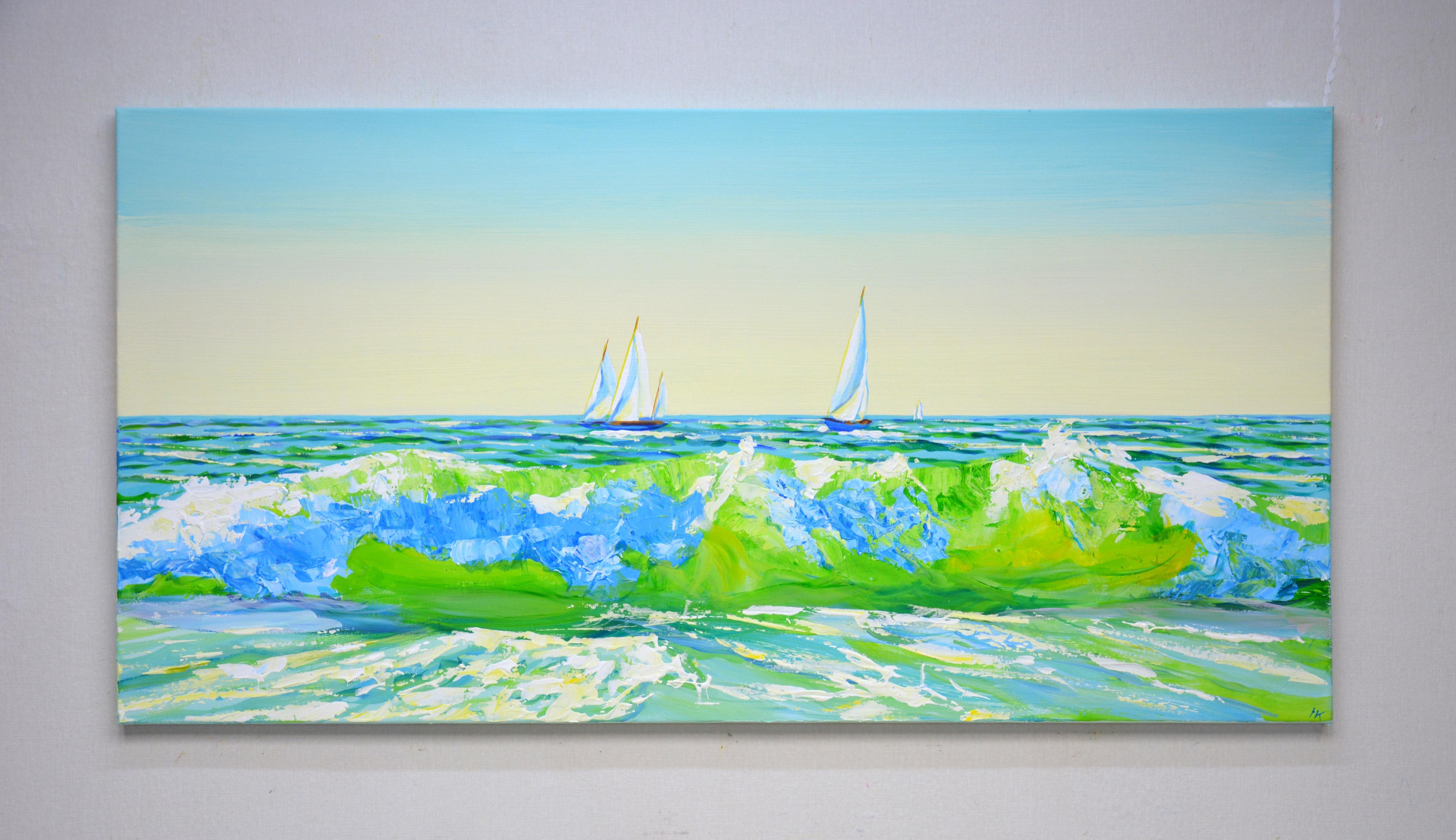 	Ocean Waves. Sailboats 3. - Painting by Iryna Kastsova