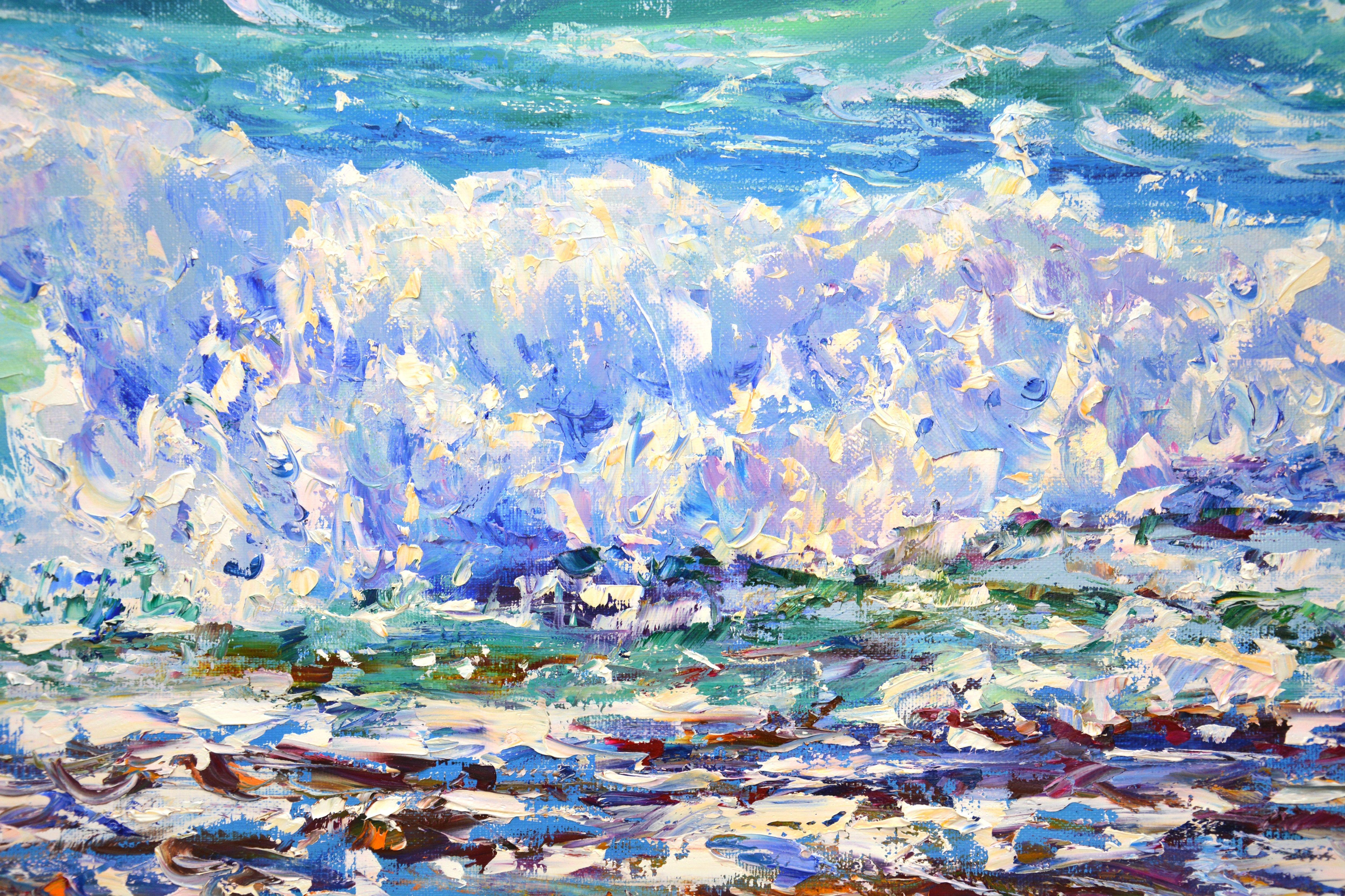 Ocean waves. Sailboats., Painting, Oil on Canvas 1